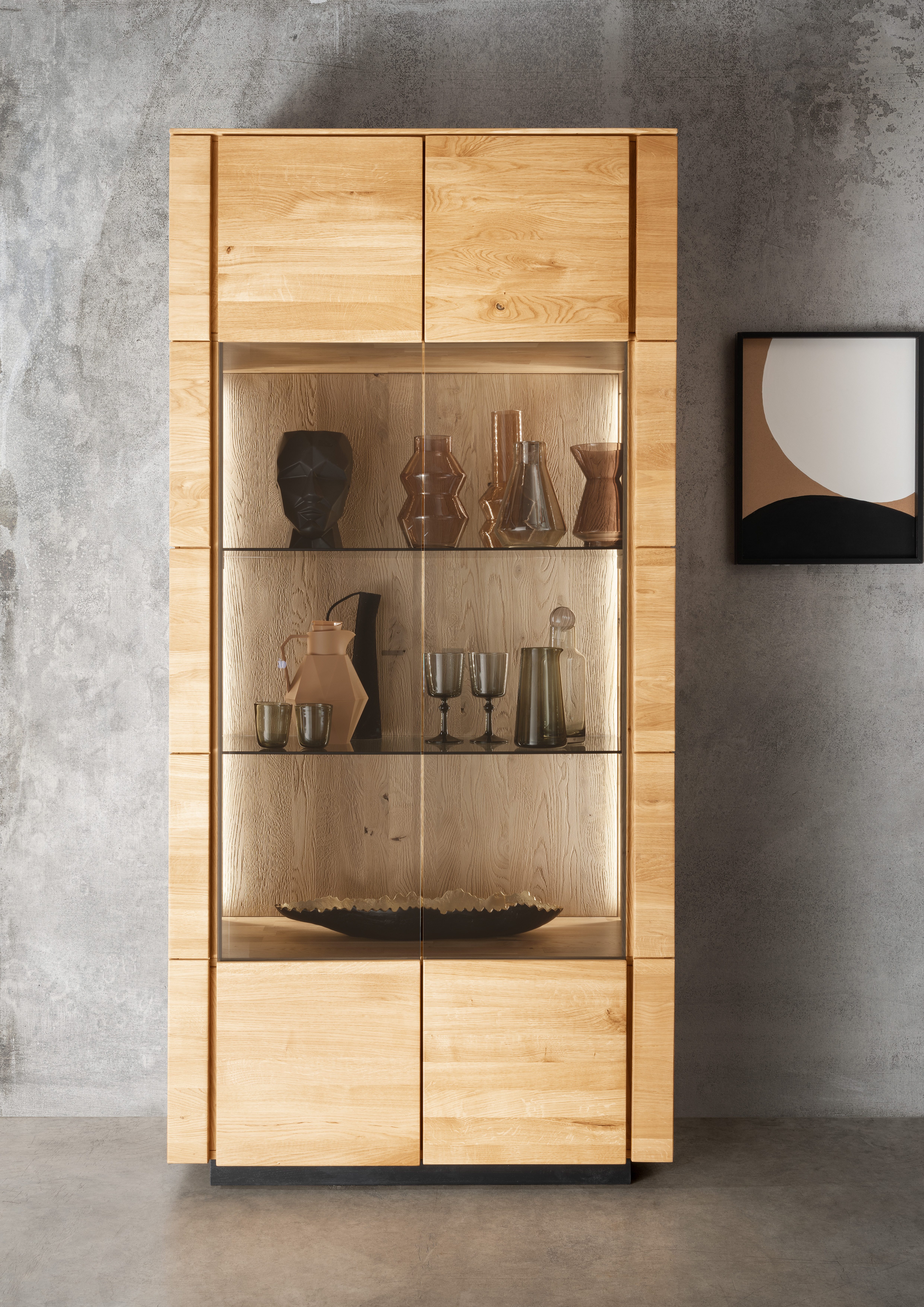 Woodroom Standvitrine Zwettl Wohnzimmerschrank, Schrank mit Glastüren