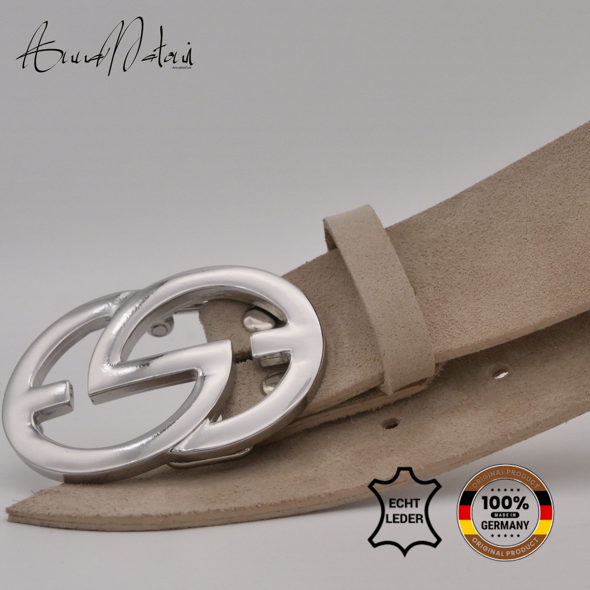 AnnaMatoni Ledergürtel AnnaMatoni Damen Ledergürtel in hochwertigem Velour Leder 4cm