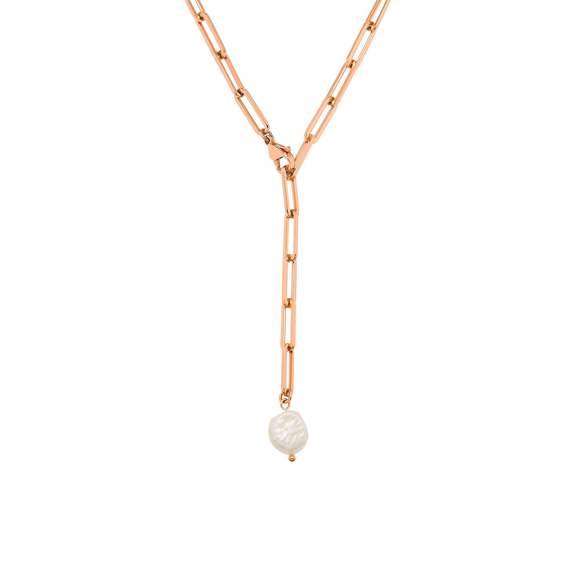 Perlen ausgefallenen poliert Frauen Kette Gaby Heideman rosegoldfarben mit silberfarben für Collier Geschenkverpackung), (inkl.