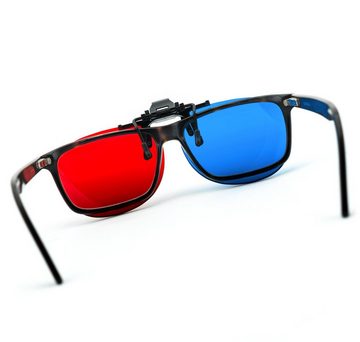 PRECORN 3D-Brille 2x 3D Brille Clip-On rot/blau (3D-Anaglyphenbrille) für Brillenträger
