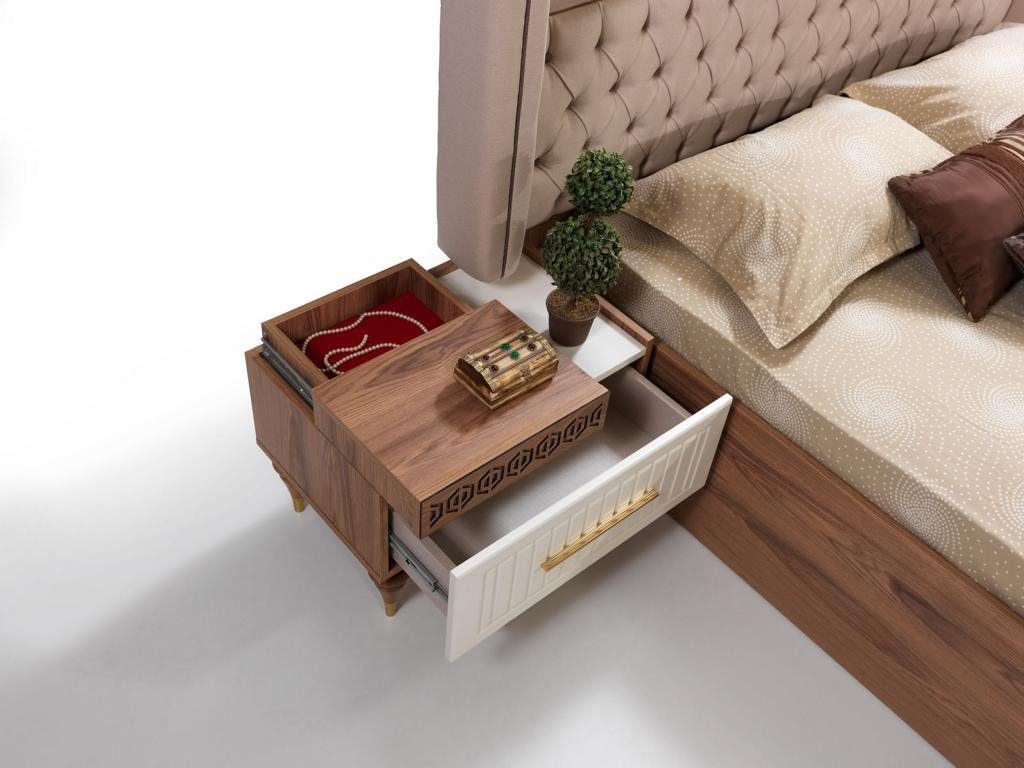 JVmoebel Schlafzimmer-Set Schlafzimmer Bett 5tlg Design 2x Set (5-St) Möbel Luxus, Nachttische Komplett