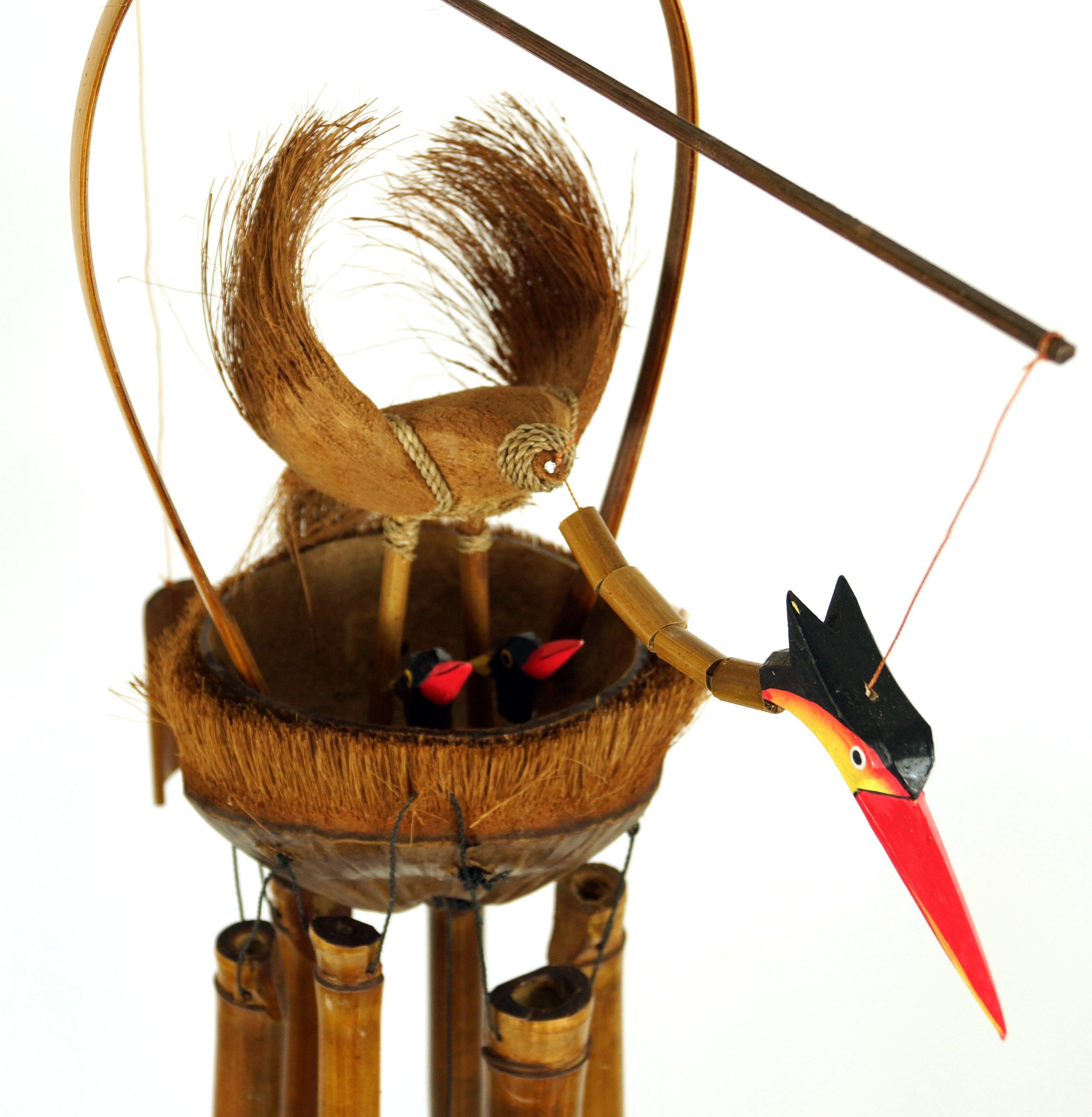 Guru-Shop Windspiel Exotisches Bambus Vogel Klangspiel Windspiel 