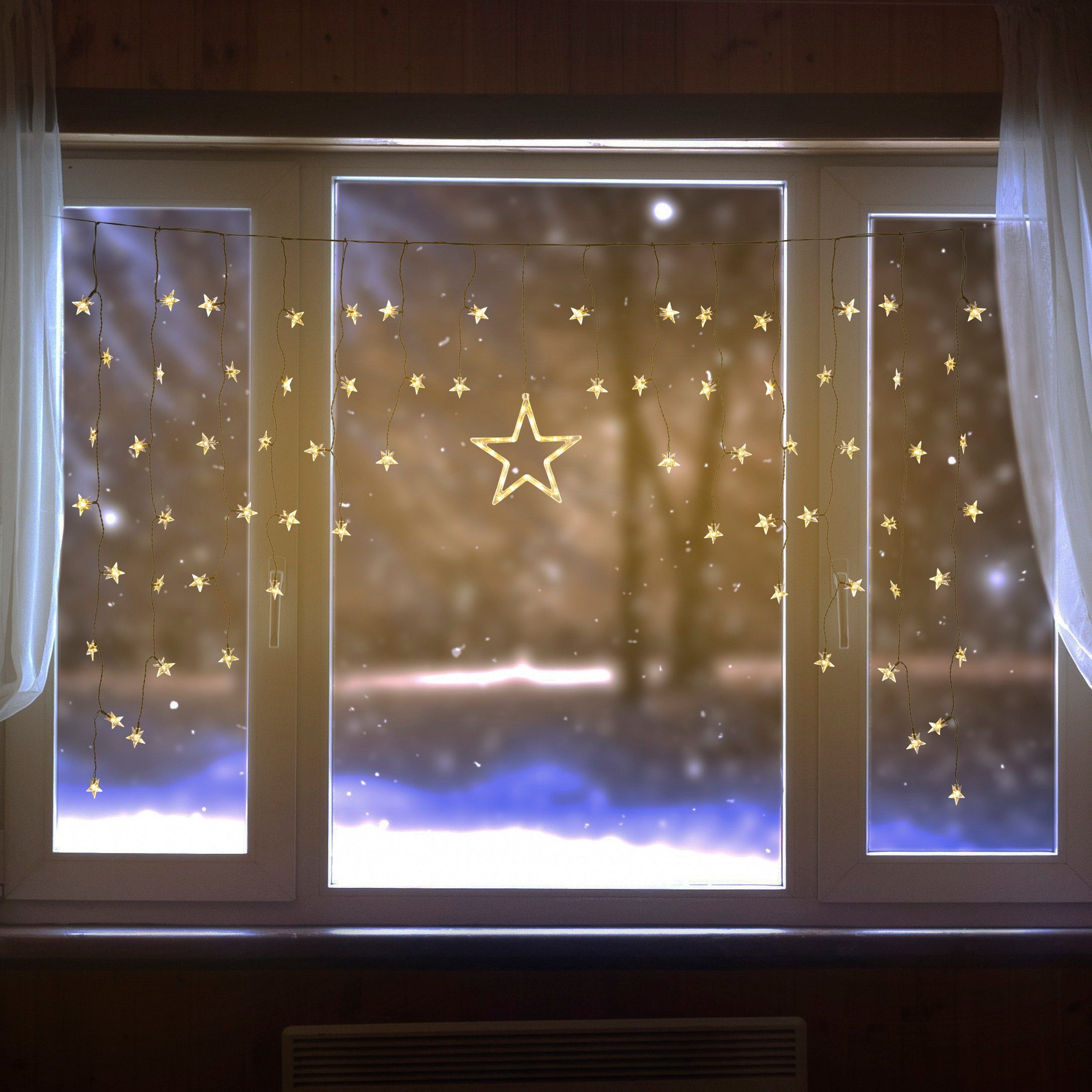 GartenHero LED-Lichtervorhang LED Lichterkette Sterne Lichterschlauch Sternenvorhang Lichtervorhang | Lichtervorhänge