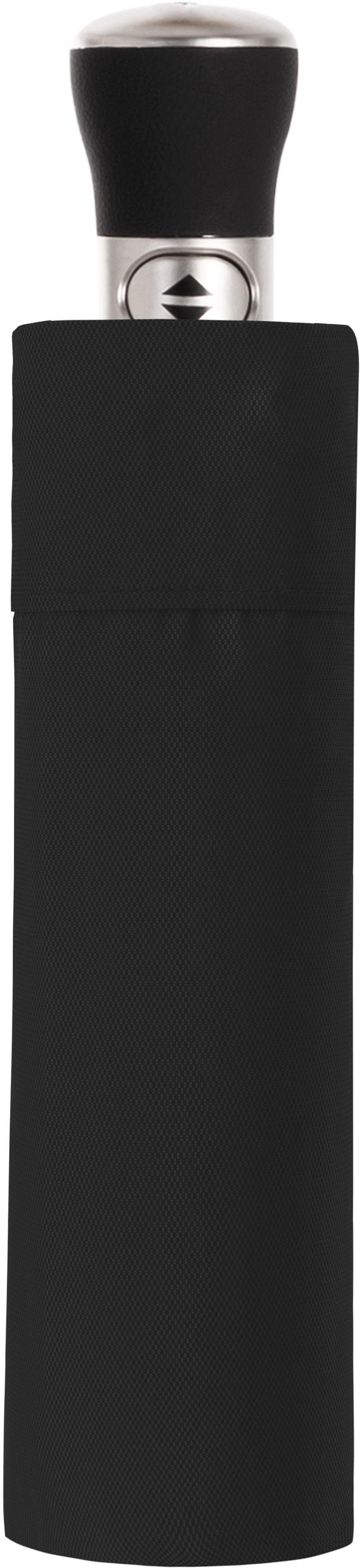 doppler schwarz, Manufaktur-Taschenschirm Uni, handgemachter MANUFAKTUR Oxford Taschenregenschirm