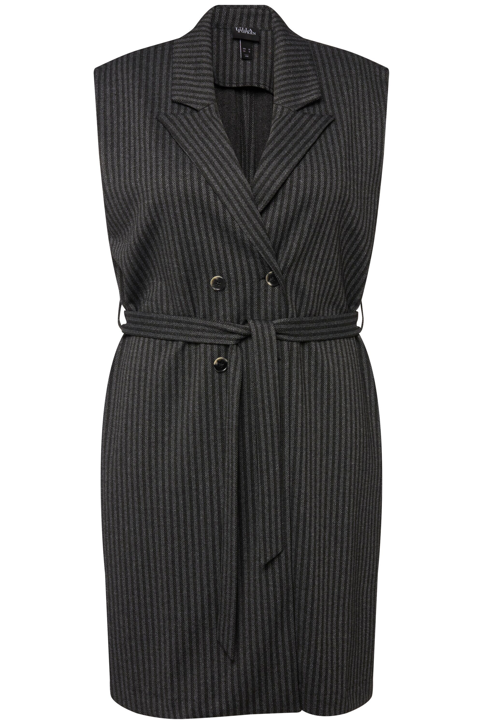 Ulla Popken Steppweste Weste Streifen Reverskragen doppelreihig ärmellos günstig online kaufen