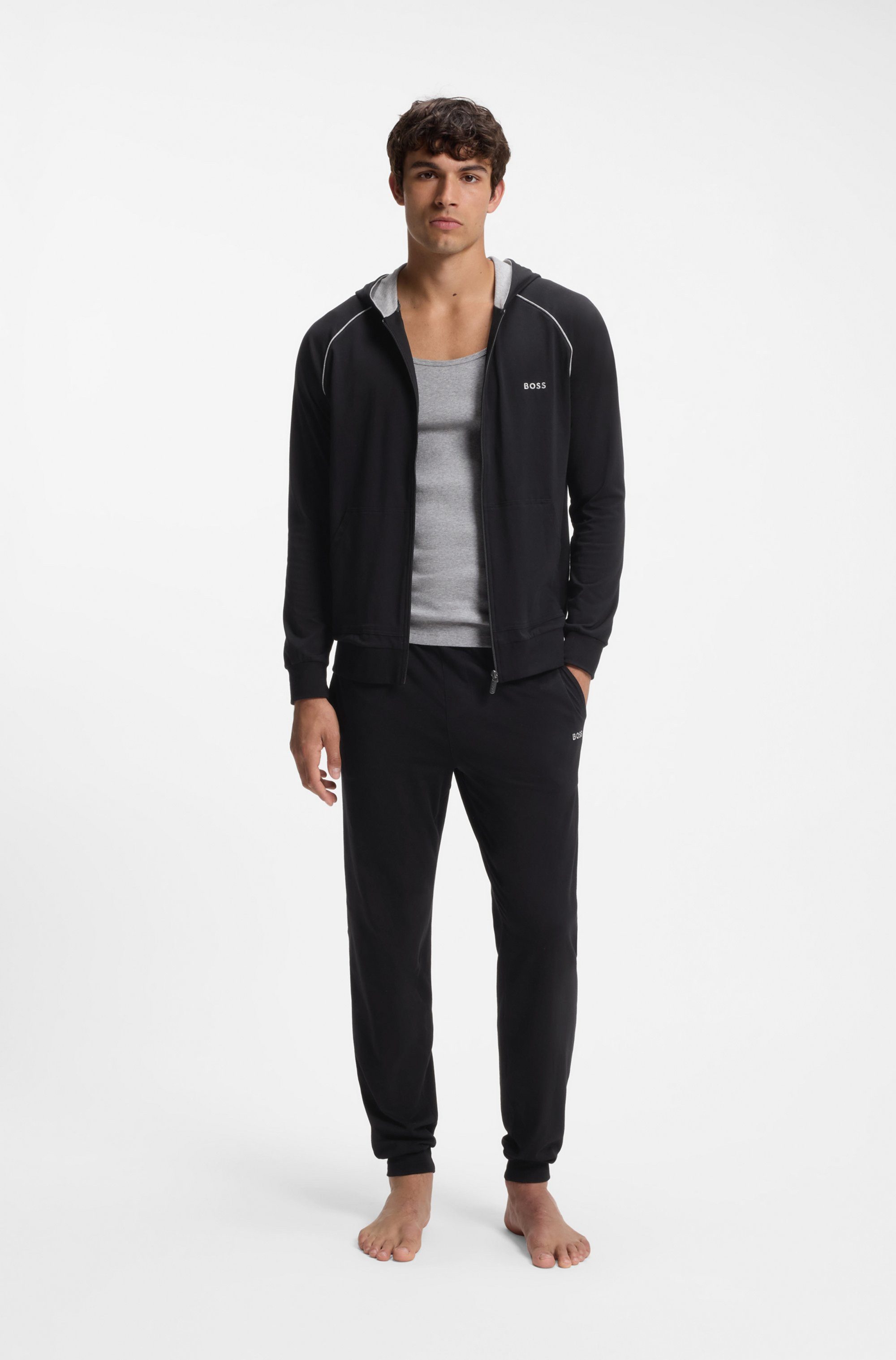 BOSS Kapuzensweatjacke Mix&Match Jacket H mit BOSS Stickerei auf der Brust