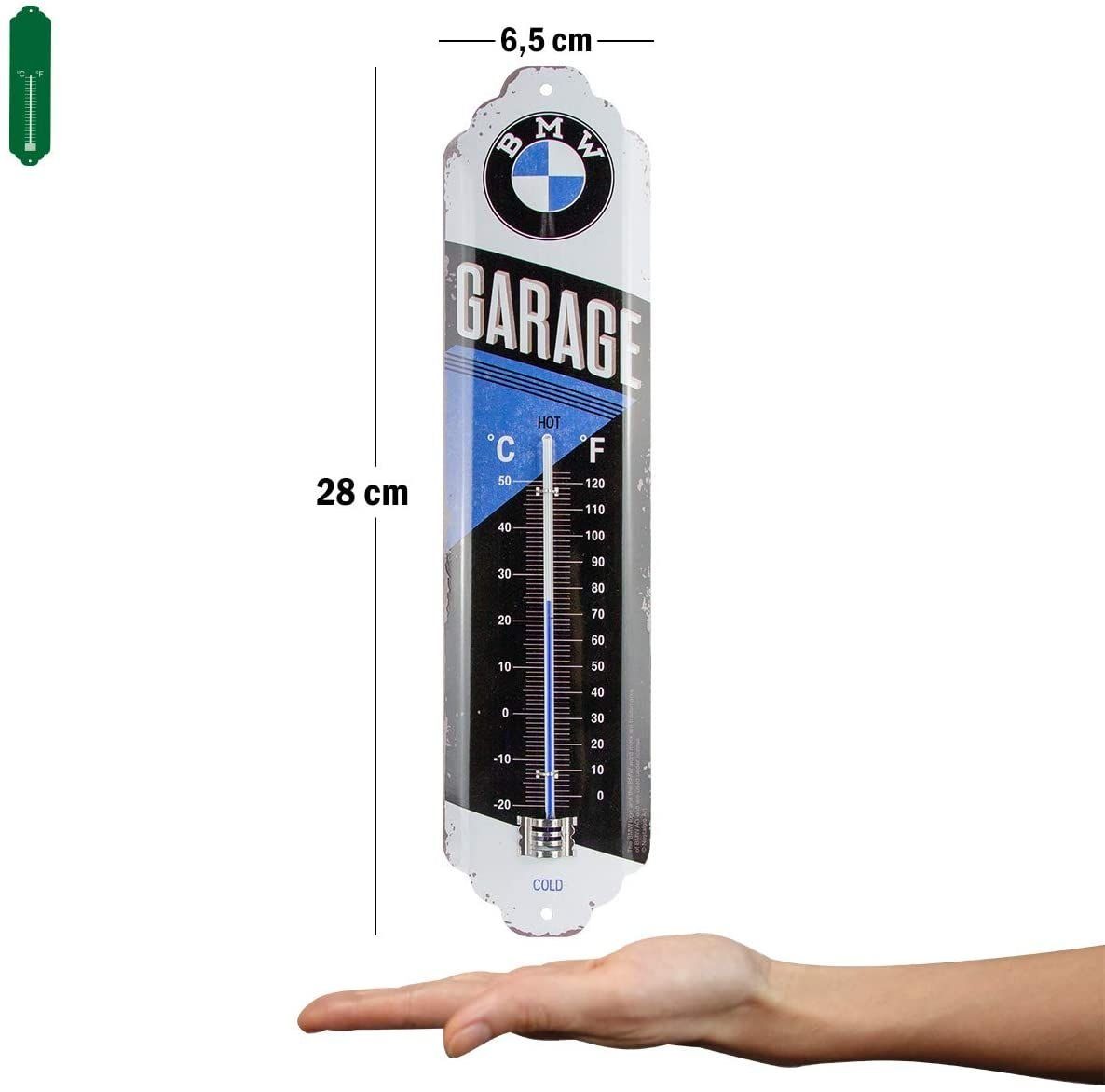 Nostalgic-Art Raumthermometer Retro Metall-Thermometer Innen Analog - BMW Garage