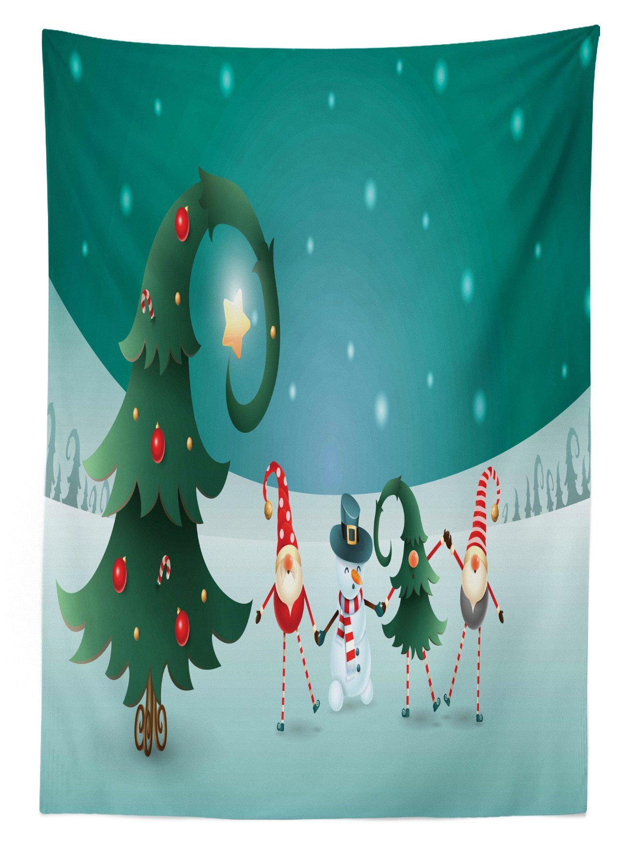 Klare Waschbar Farben, geeignet Abakuhaus Bereich Freundliche Tischdecke Winter-Szene Gnomes Für Außen Elf den Farbfest
