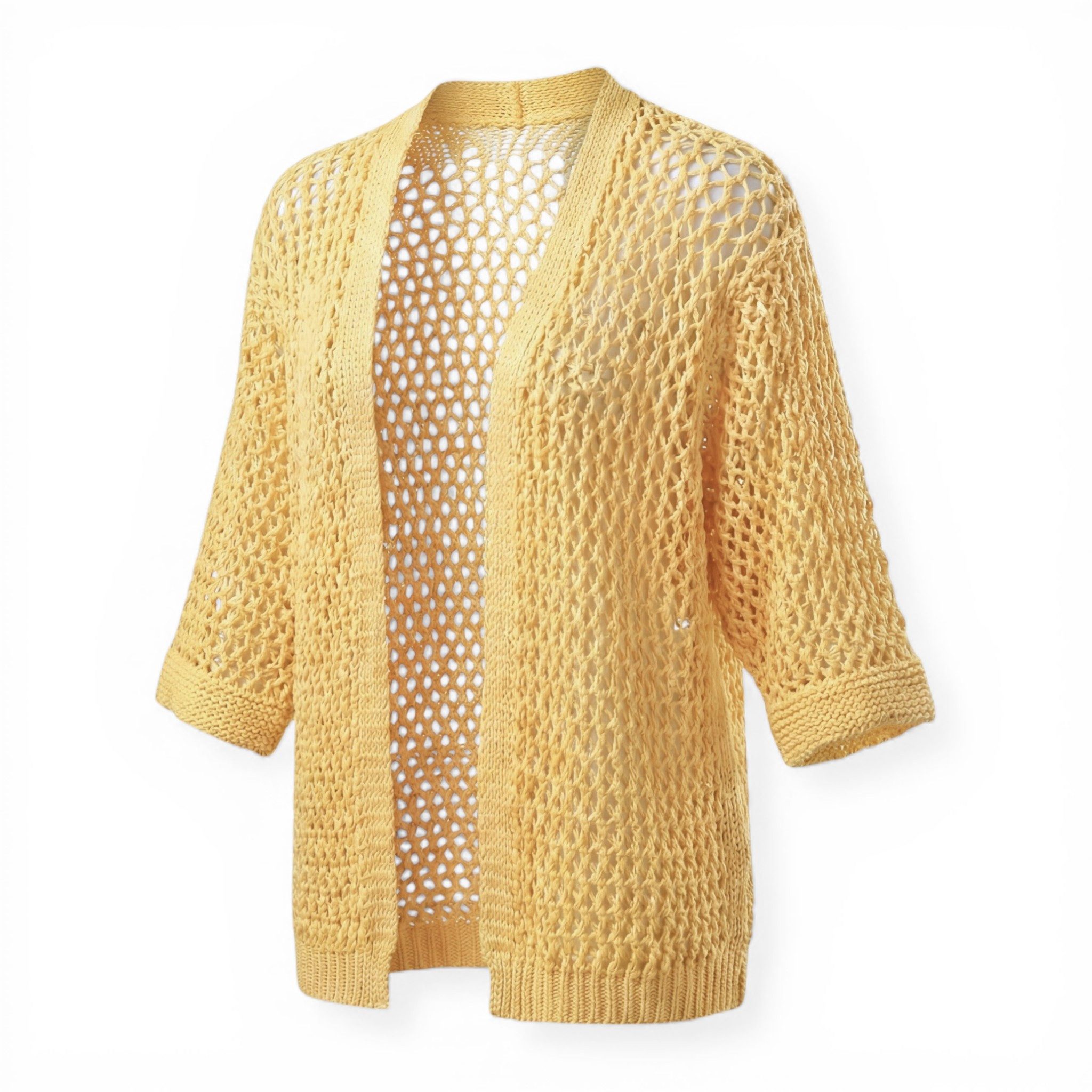 OriginalYou Cardigan Damen Strickjacke Häkelmuster luftiger Sommer Cardigan modernes Loch-Strick-Muster, One Size 40-44