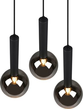 TRIO Leuchten Pendelleuchte Clayton, ohne Leuchtmittel, warmweiß - kaltweiß, Hängelampe höhenverstellbar bis 150cm, Glas rauchfarbig, exkl 3xE27