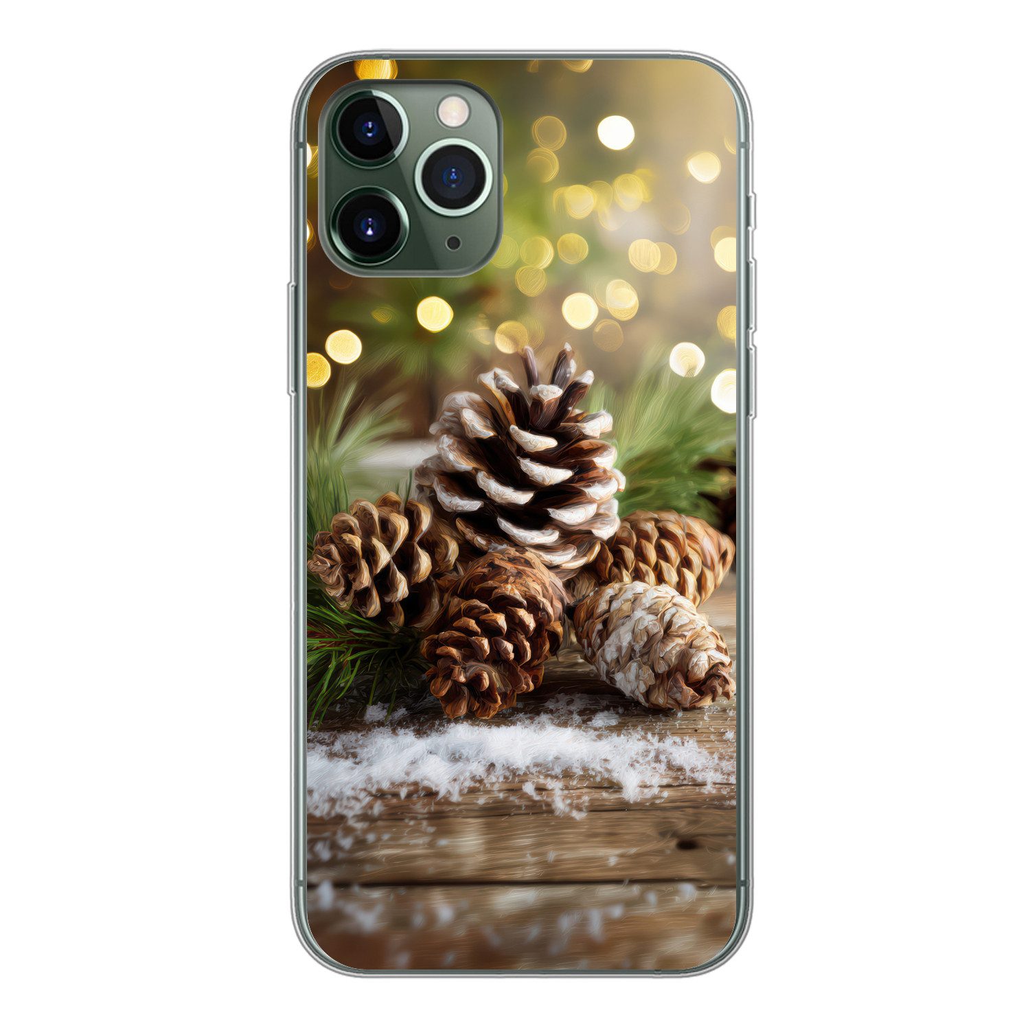 MuchoWow Handyhülle für Apple iPhone 11 Pro Tannenzapfen - Weihnachtsstimmung - Braun - Gr, Smartphone-Bumper, Print, Handy Schutzhülle Dünn