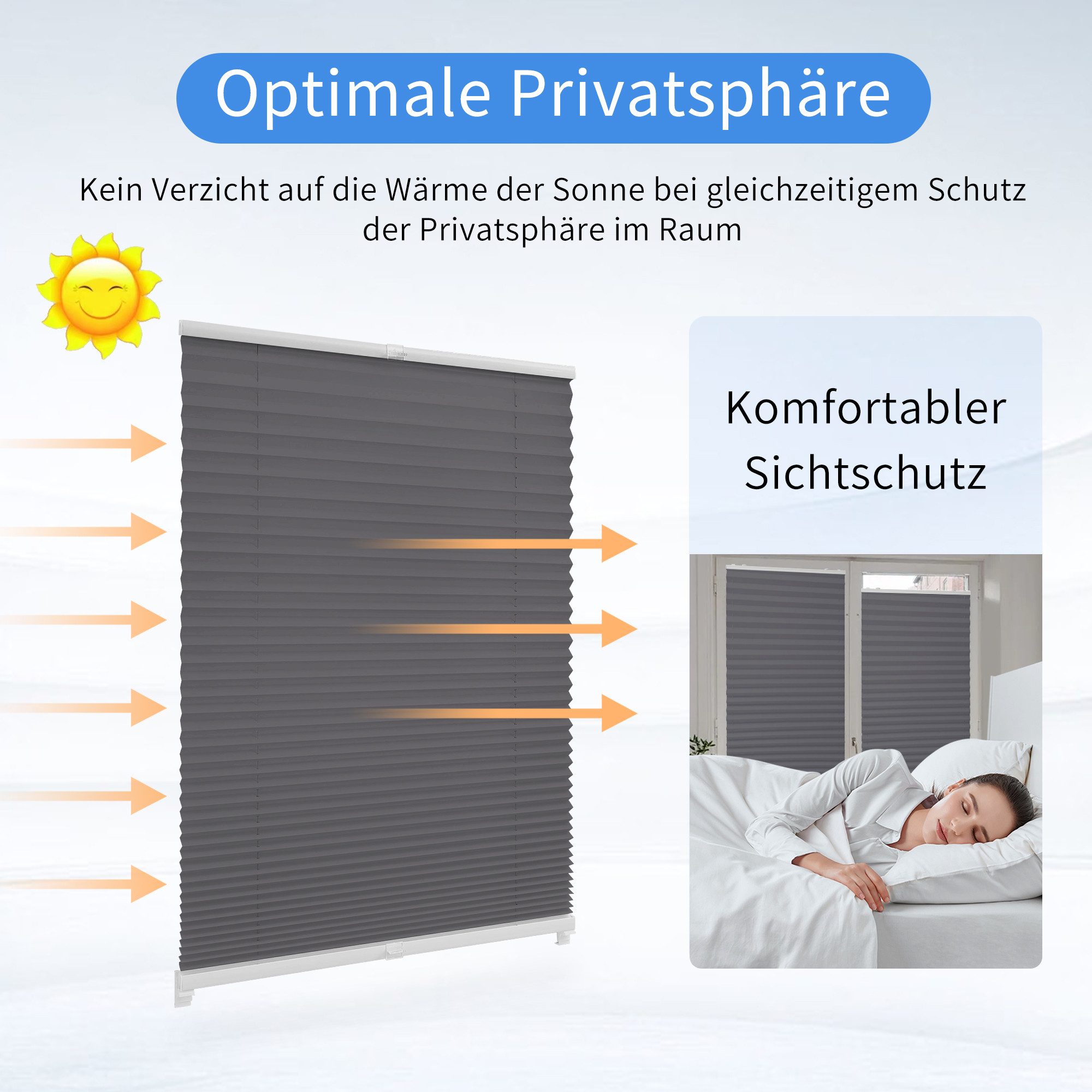 OUBO Plissee Faltrollo Ohne Bohren, Klemmträger,Easyfix, Lichtschutz, versp günstig online kaufen