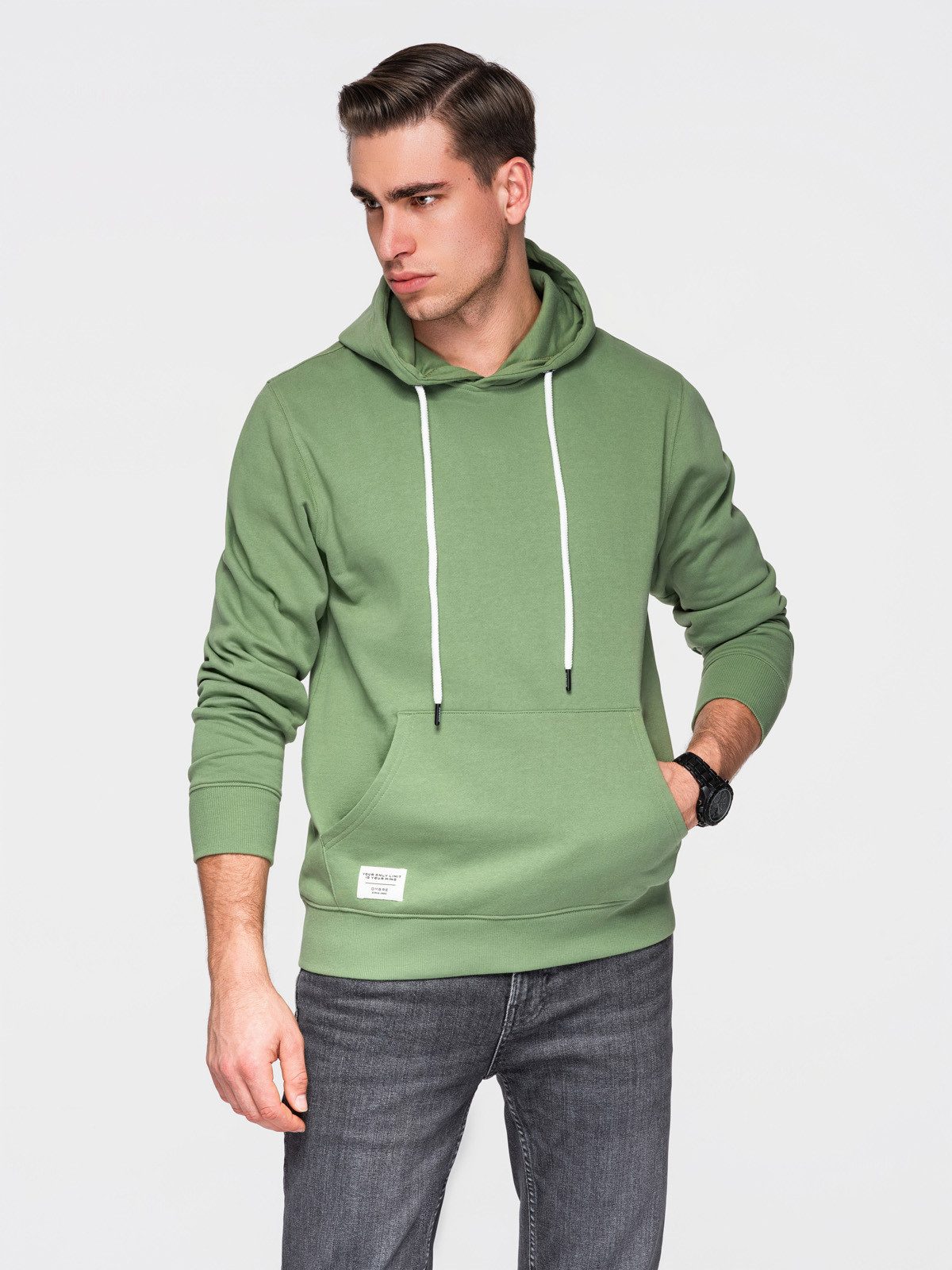 Kapuzenpullover Herren Hoodie Baumwolle Basic Kapuzenpullover Grün S