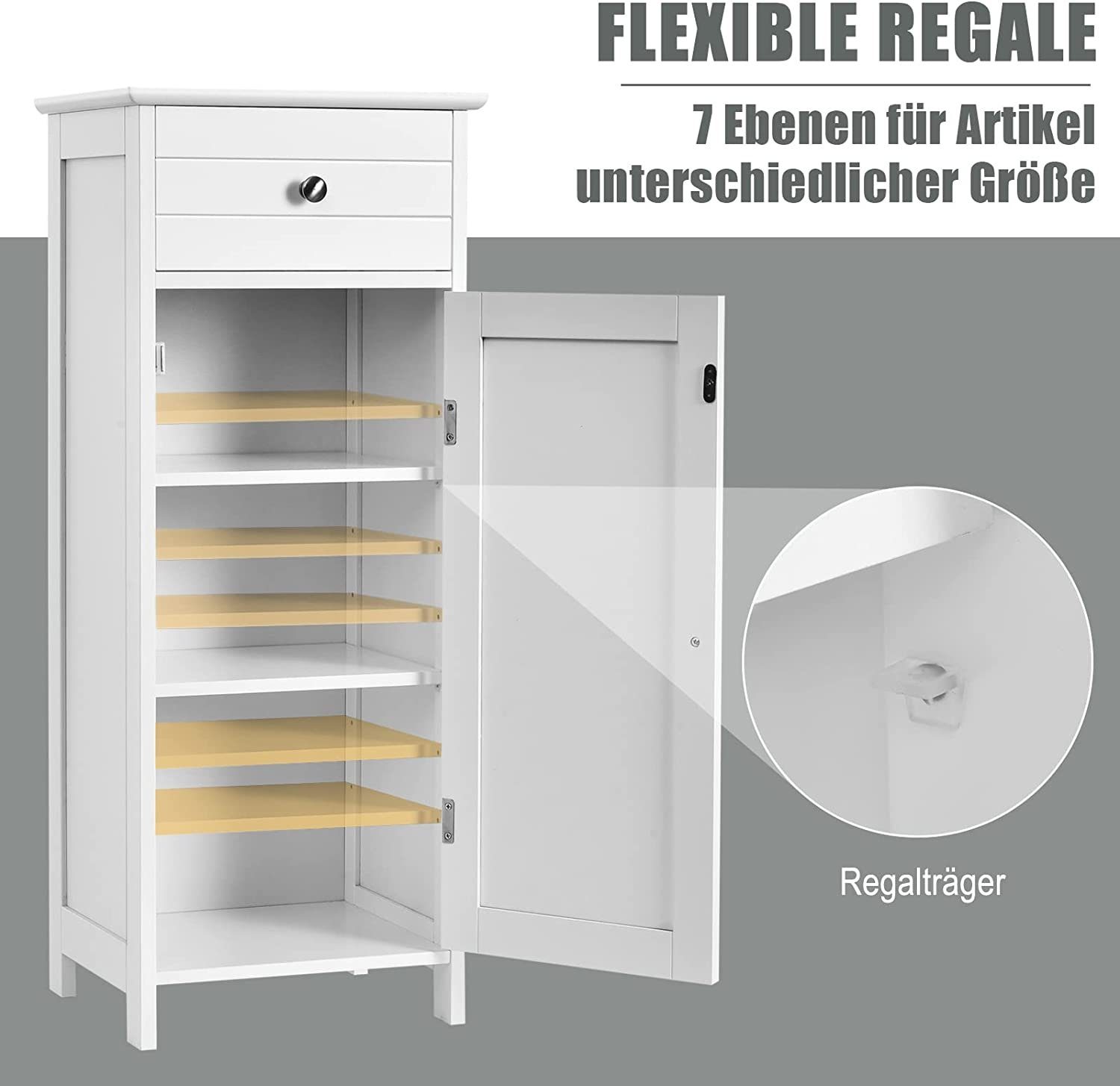 87 Badschrank x mit x 35 Schublade, cm KOMFOTTEU Midischrank 30 Weiß