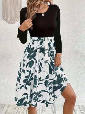 AFAZ New Trading UG Sommerkleid Jerseykleid Damen Modisches Damenkleid mit bunter Blumenpracht (Sommerliches Damenkleid mit Blumenmuster – Lässig und Stilvoll) Geeignet für jeden Anlass, elegant und vielseitig Alltagstreffen