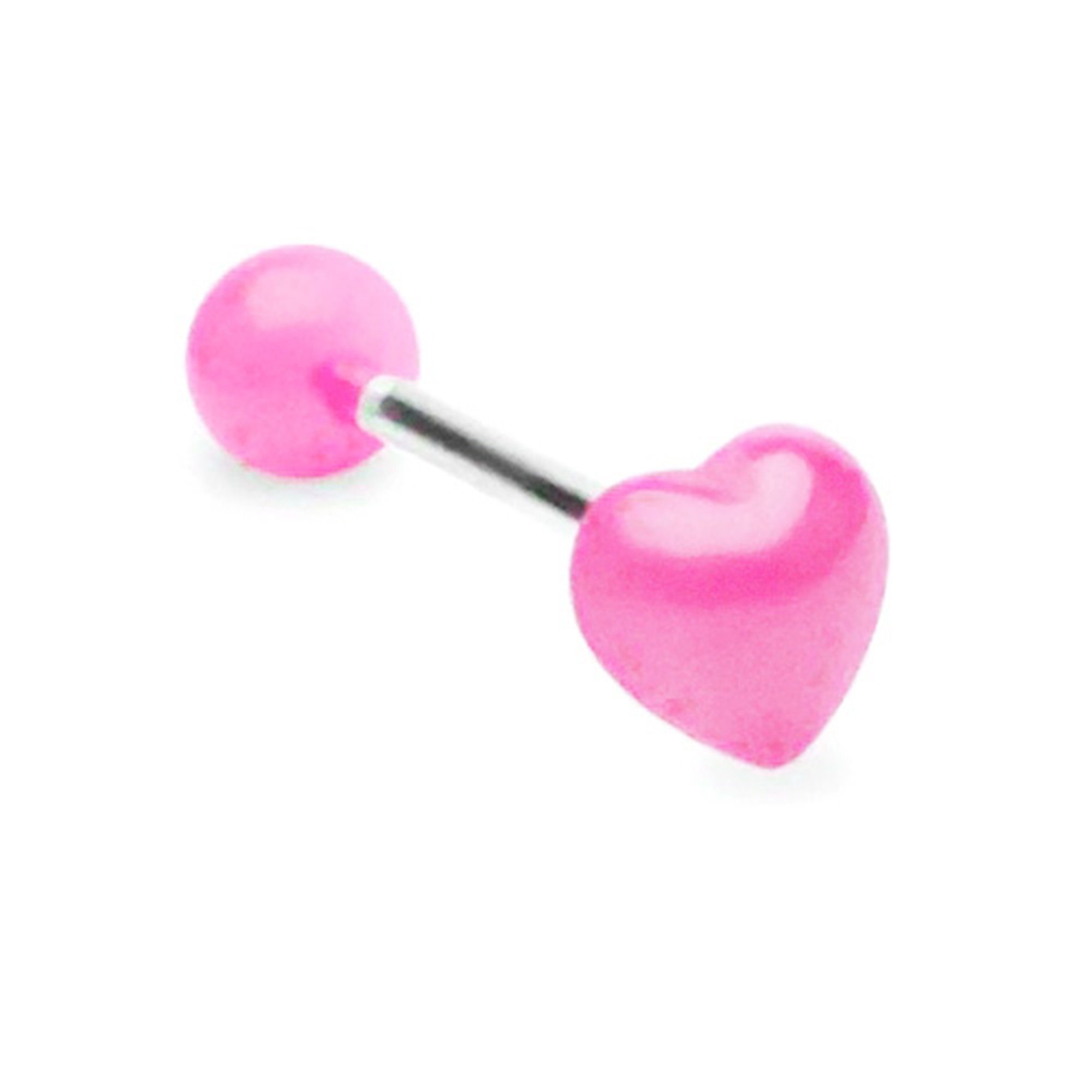 Taffstyle Piercing-Set Zungenpiercing Intim Oral Ohr mit UV Herz, Piercingfaktor Barbell Stab Intim Brust Hantel Stecker Zungenpiercing Pink
