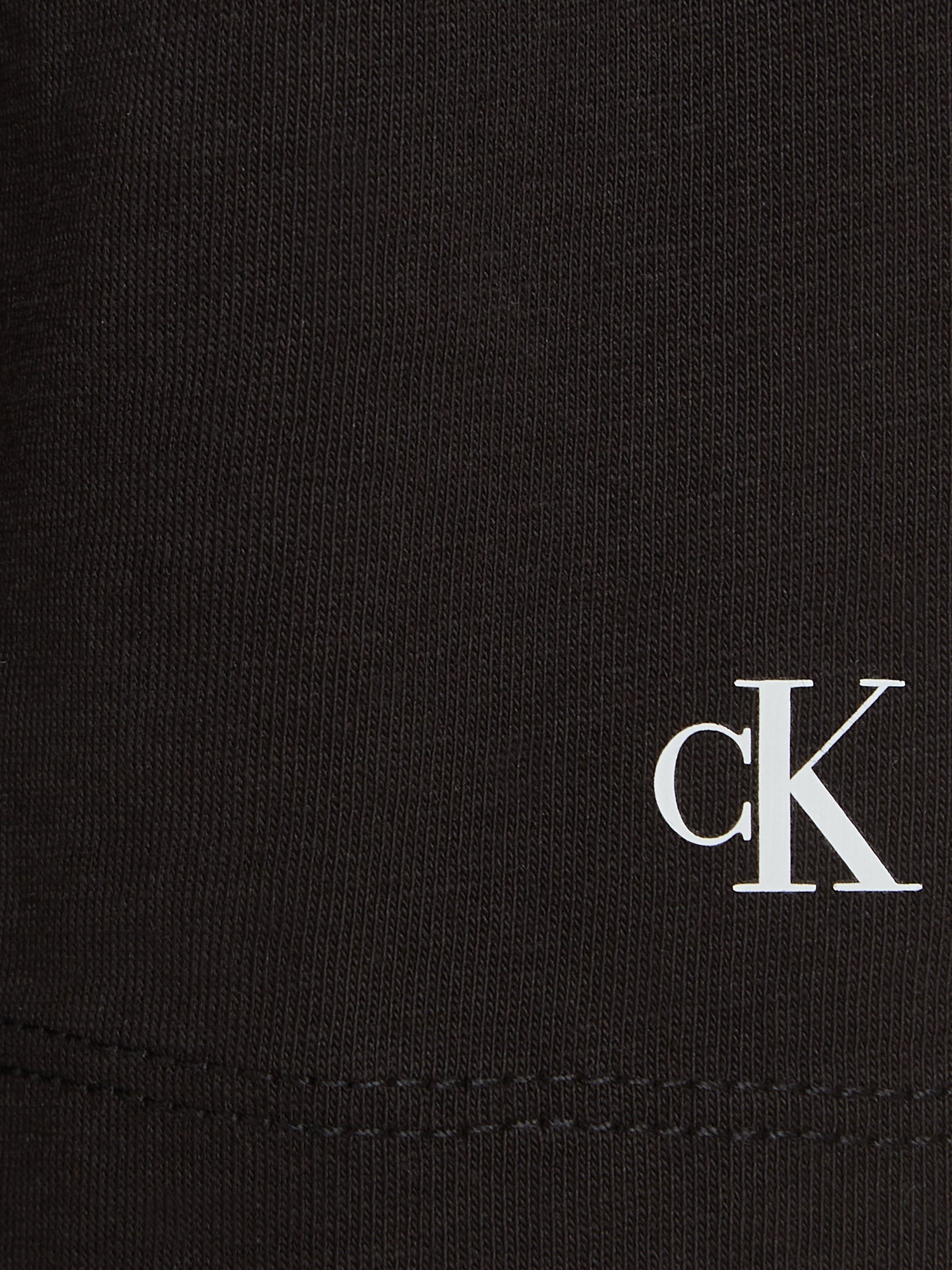 glänzenden LOGO Jeans mit Klein T-SHIRT LS Langarmshirt INST. Black RELAXED Ck Calvin Logodruck