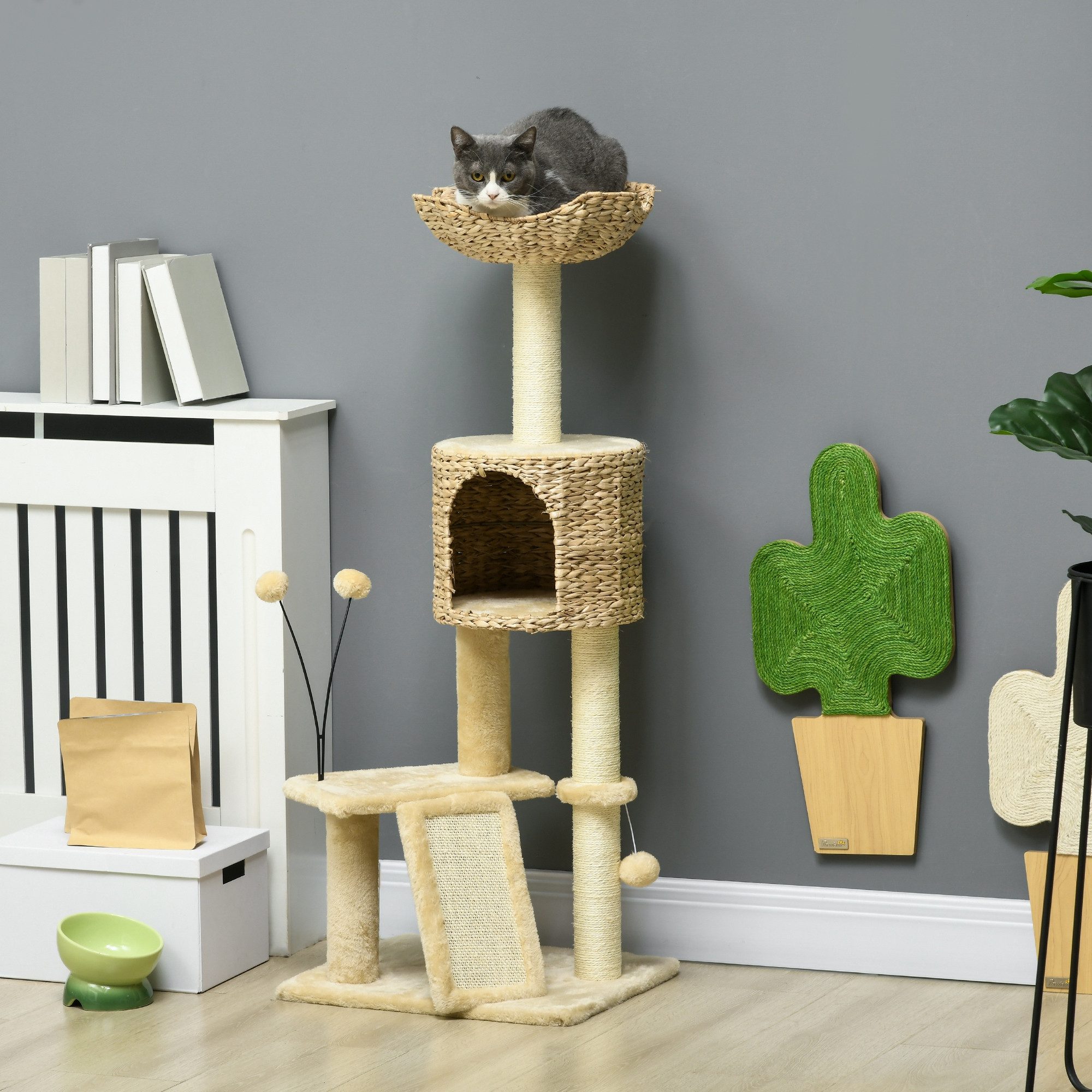 PawHut Kratzbaum Kratzstamm, Katzenkratzbaum mit Katzenbett, günstig online kaufen