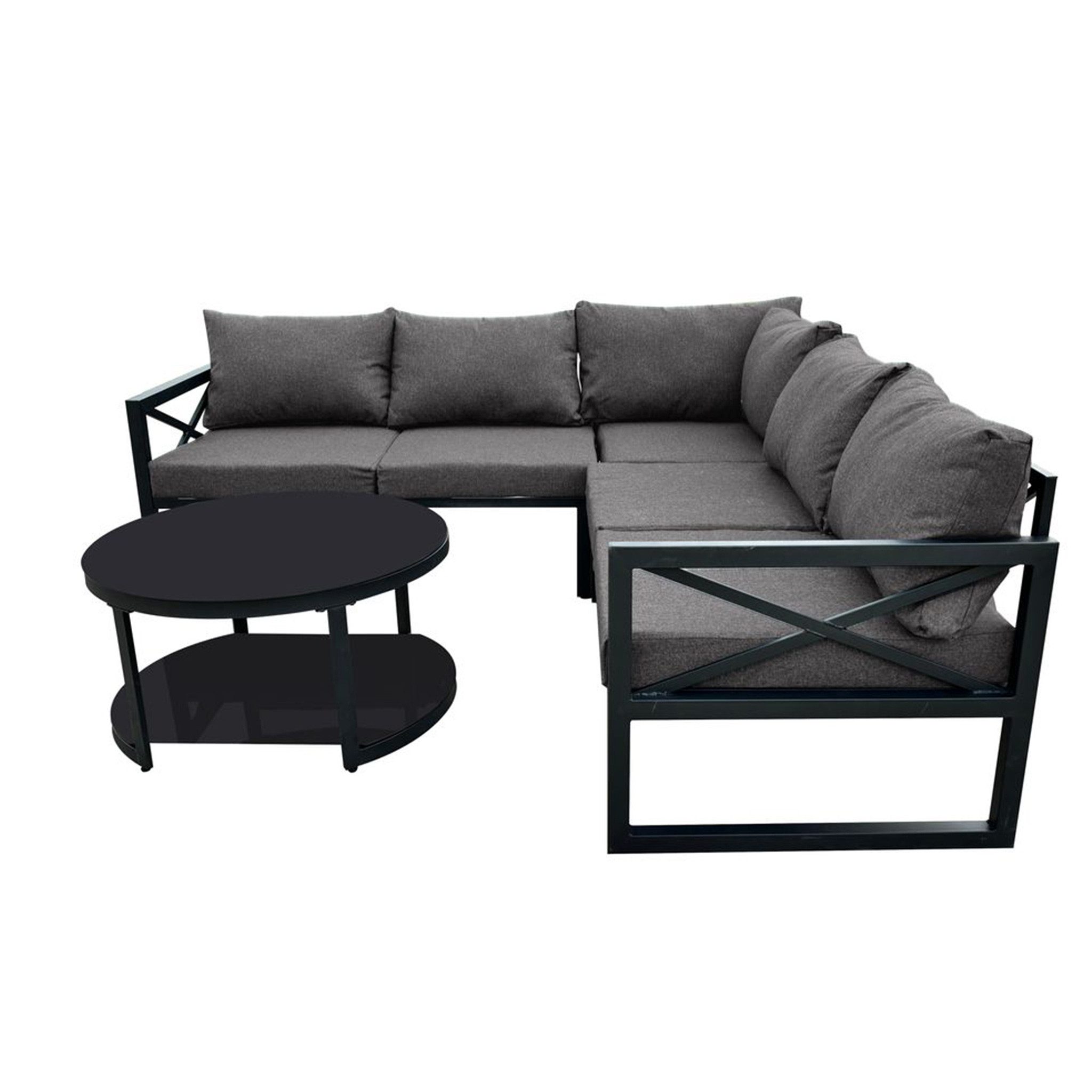 Happy Home Gartensofa Gartensofa Ecklounge Set Loungemöbel mit Tisch für Terrasse Garten