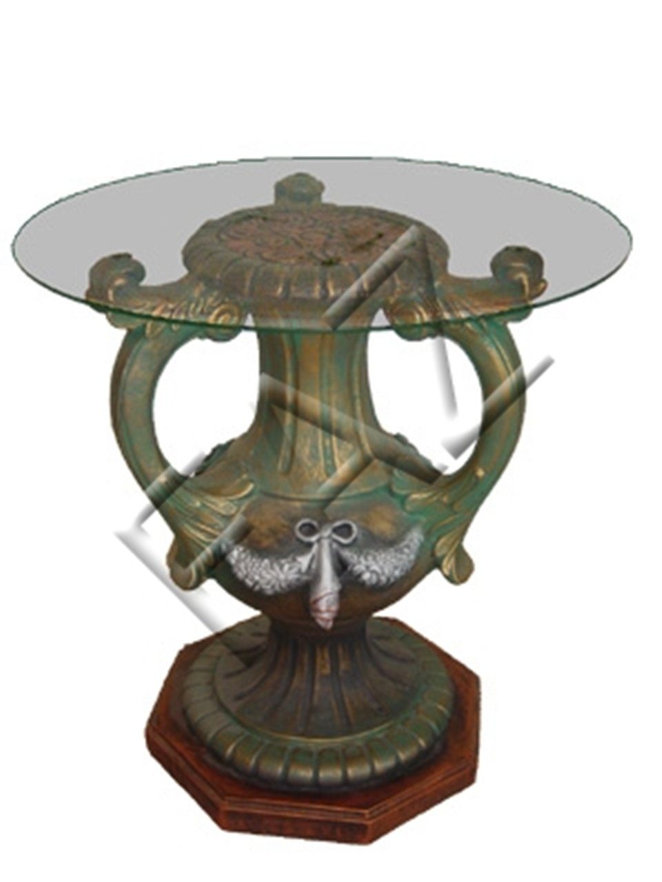 JVmoebel Couchtisch Tisch Krug Glastische Tische Rund Tisch Skulptur Dekoration Statuen Grün