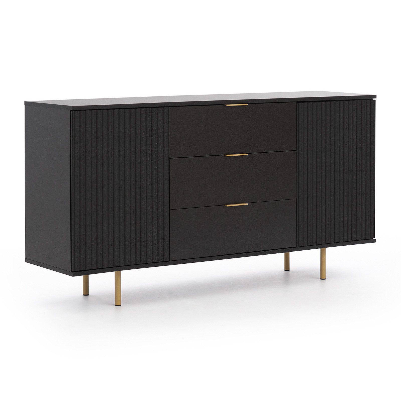 HAUSELEMENT Kommode NUBIA NB-02, 3 Schubladen 2 Türen Sideboard 150 cm Push-to-Open Modern