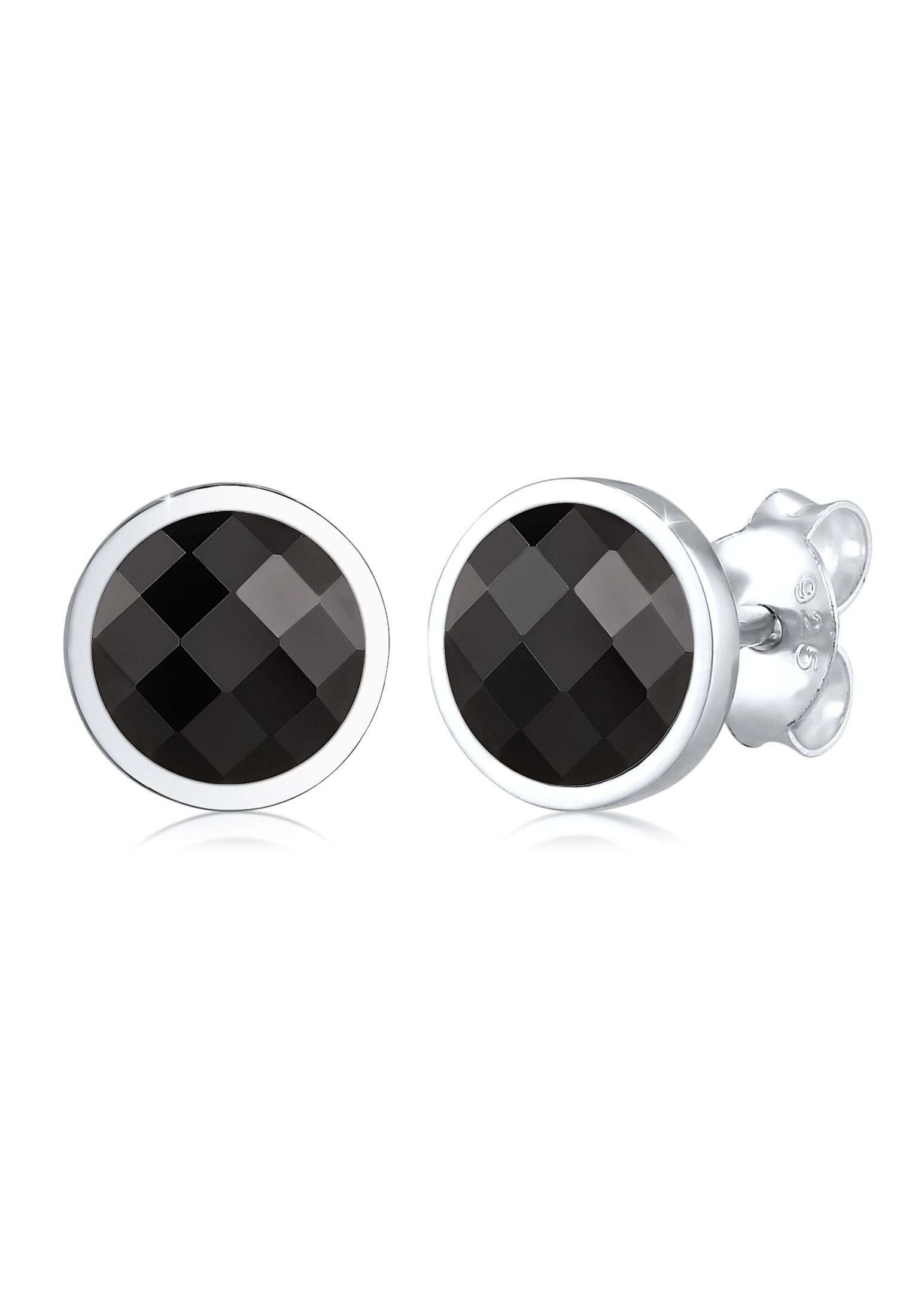 Paar Ohrstecker Ohrstecker Glas Kristalle Schwarz 925 Sterling Silber