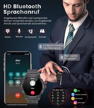 SUNKTA Smartwatch (1,43 Zoll, Android iOS), Herren mit militär wasserdicht überwachung der herzfrequenz