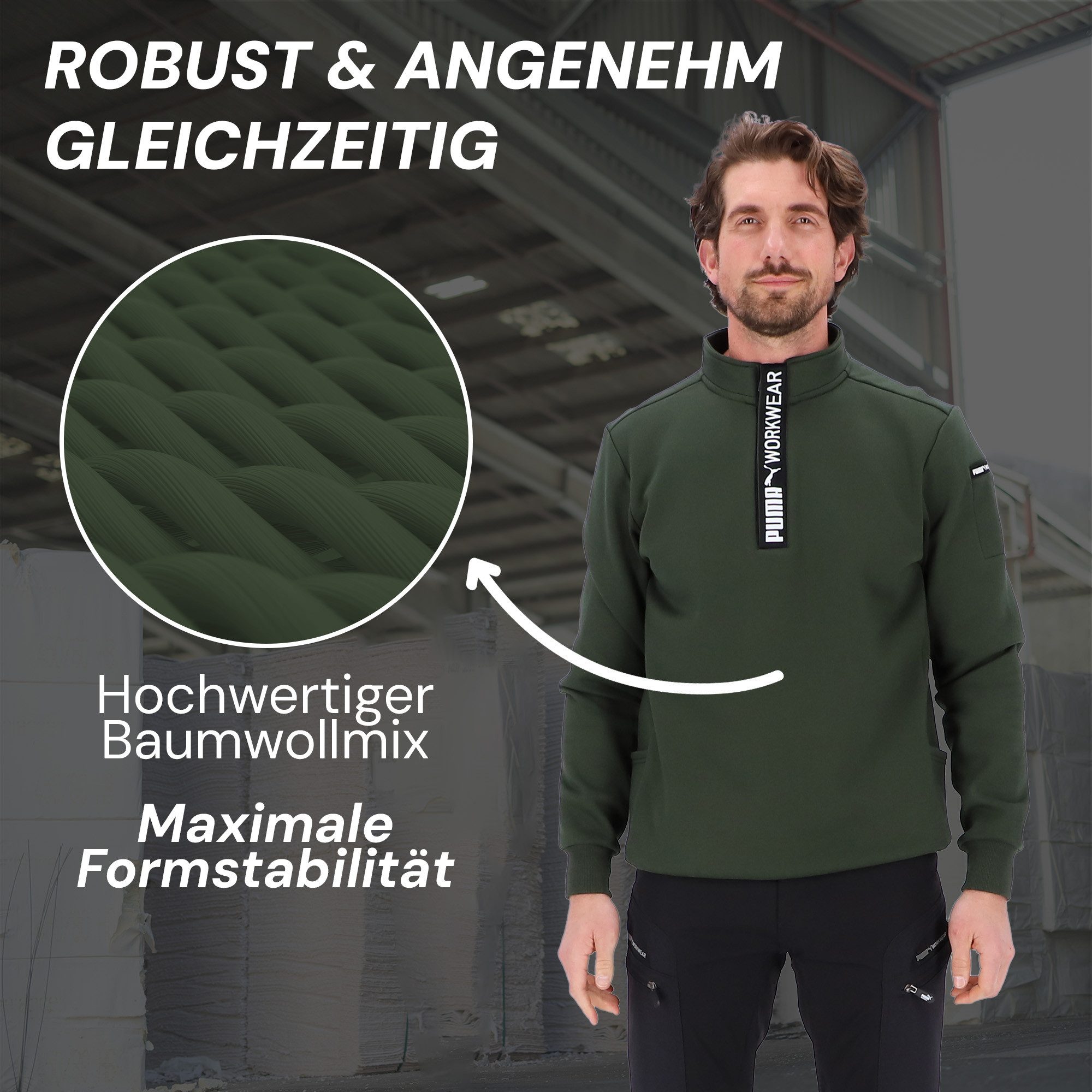 PUMA Workwear Sweatshirt ADVANCED Herren Pullover mit Reißverschluss mit Ut günstig online kaufen