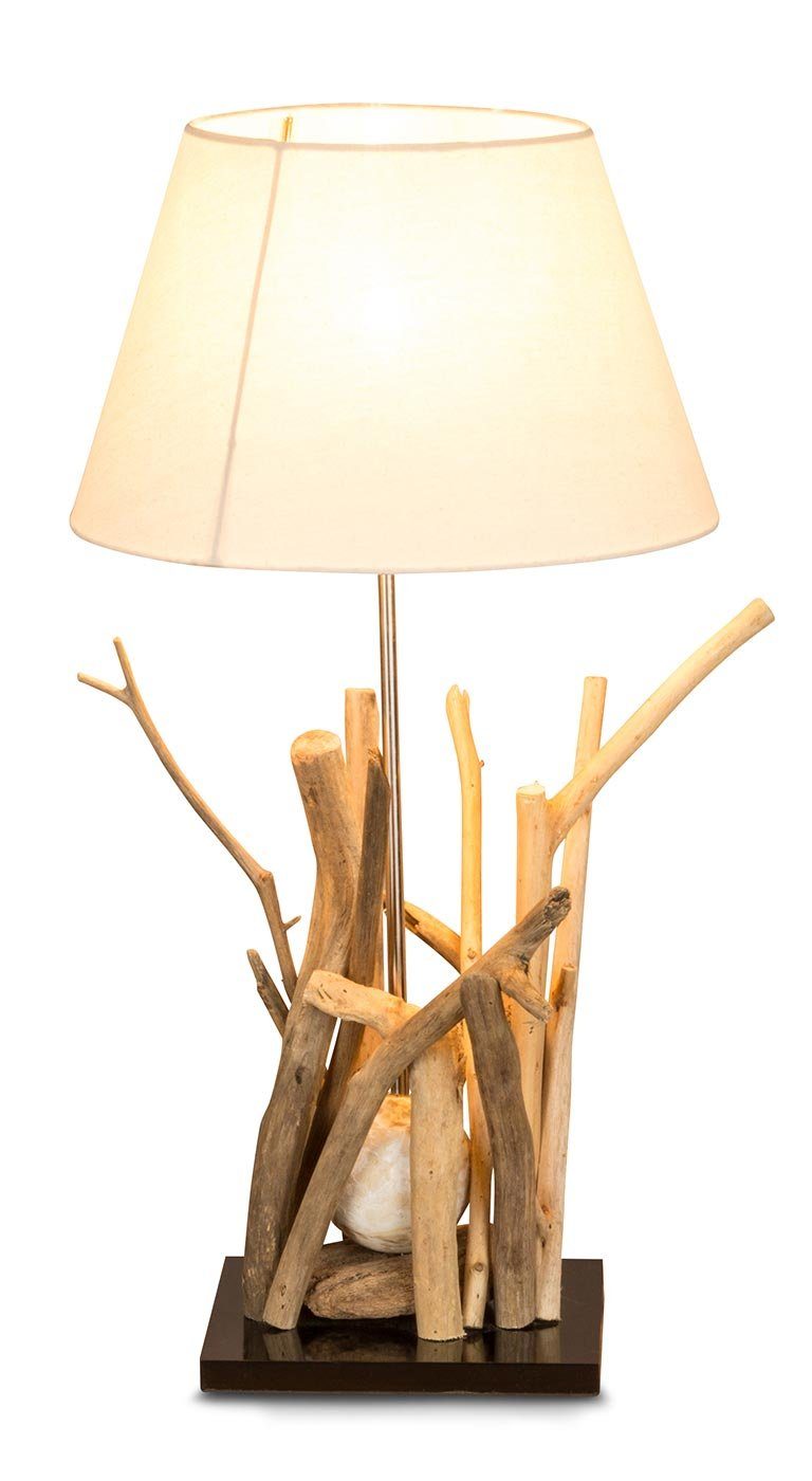 Levandeo® Nachttischlampe, Tischlampe aus Holz Treibholz 35x35x65cm Lampe Holzlampe