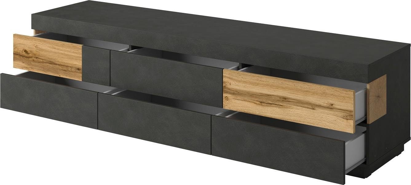 OTTO home Lowboard SILKE, Breite 206 cm, Hochglanzfronten