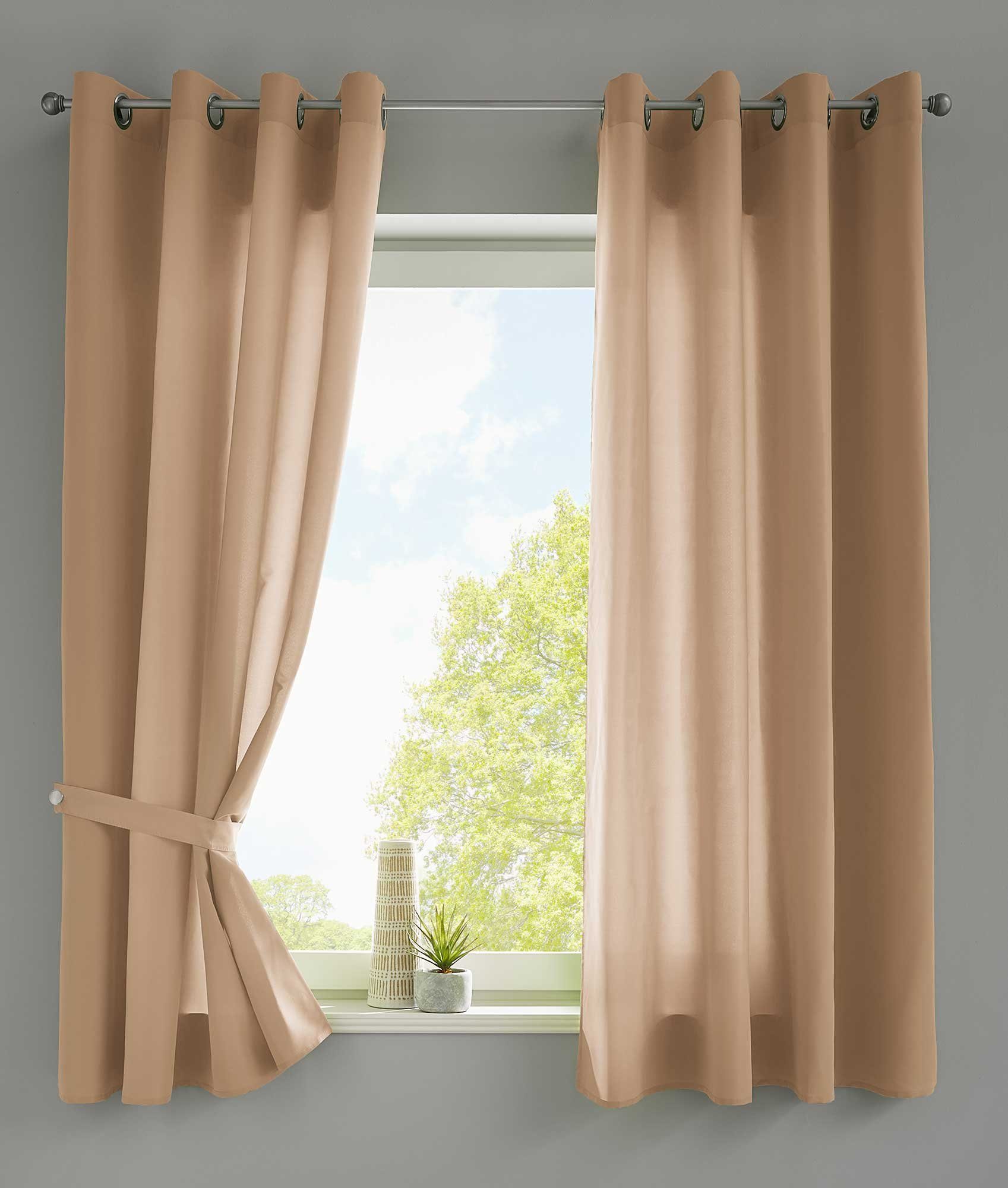 Vorhänge Vorhang, (2 Sand Blickdicht Lichtdurchlässig Microsatin »Berlin« blickdicht, Gardinenbox, 20405N2 Ösen St),