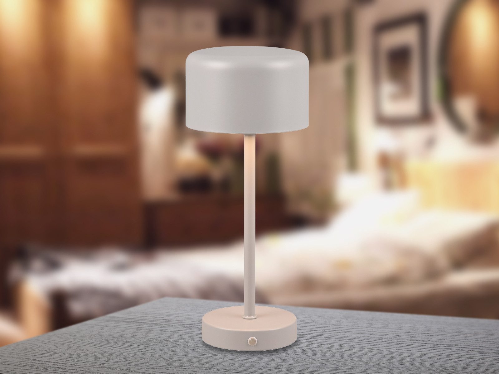 Reality Leuchten USB-Tischleuchte, 2er SET ohne Strom-kabel kabellos-e Akku Nacht-tischlampe 30cm dimmbar