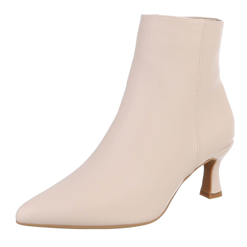 Ital-Design Stylische Damen-Stiefeletten mit Stickdetails für Alltag Stiefelette (91409471) Pfennig-/Stilettoabsatz Stiefeletten in Beige