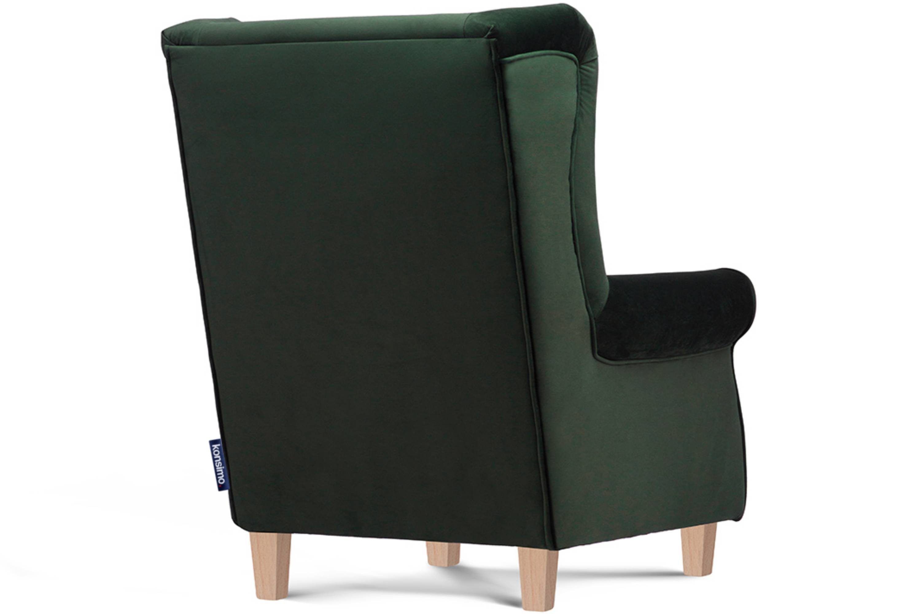Ohrensessel Sessel, Konsimo Gepolsterter in Federn mit Massivholzbeine Sessel Sitzfläche, der mit MILES Armlehnen,