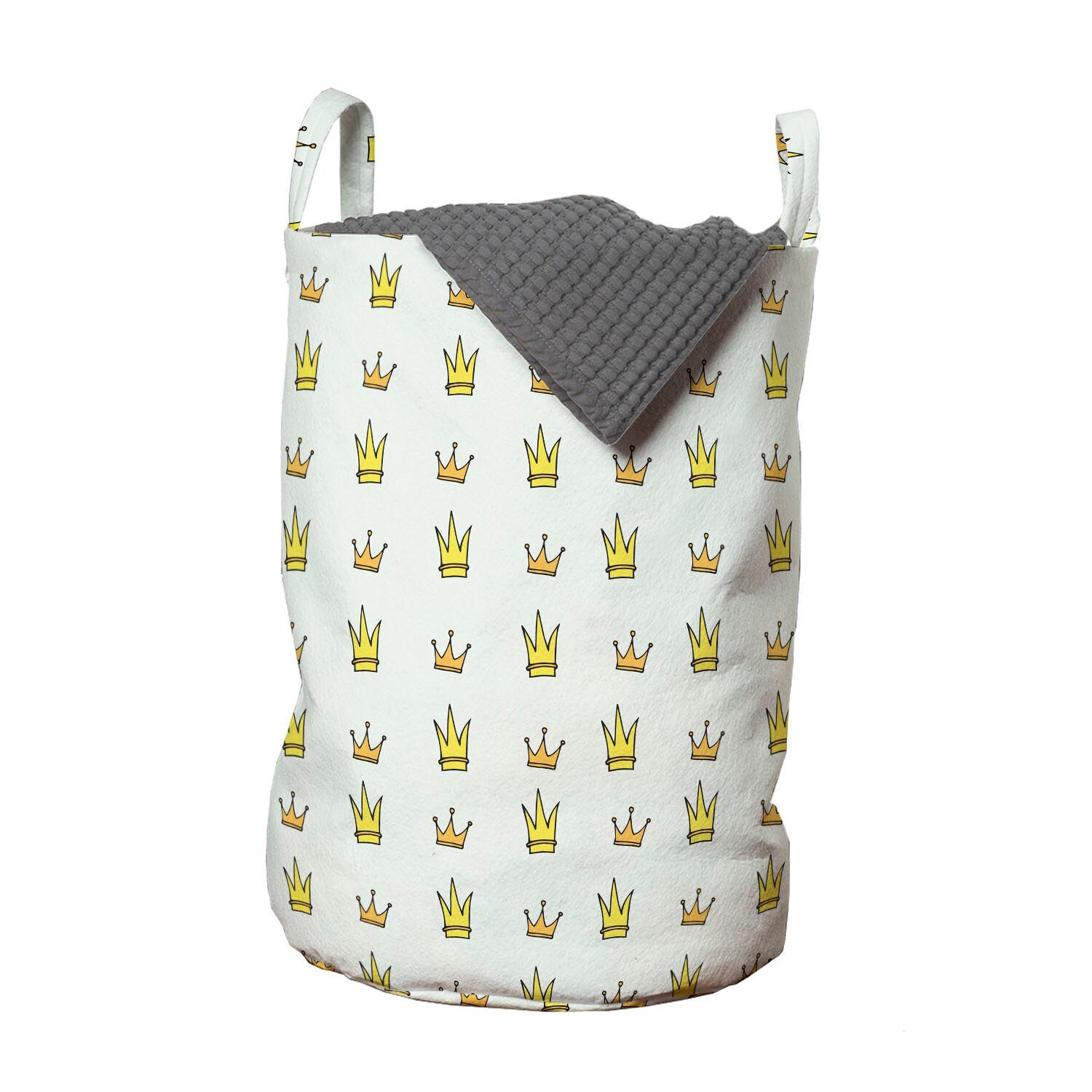 Abakuhaus Wäschesäckchen Wäschekorb mit Griffen Kordelzugverschluss für Waschsalons, Prinz Einfaches Karikatur-Crown-Muster