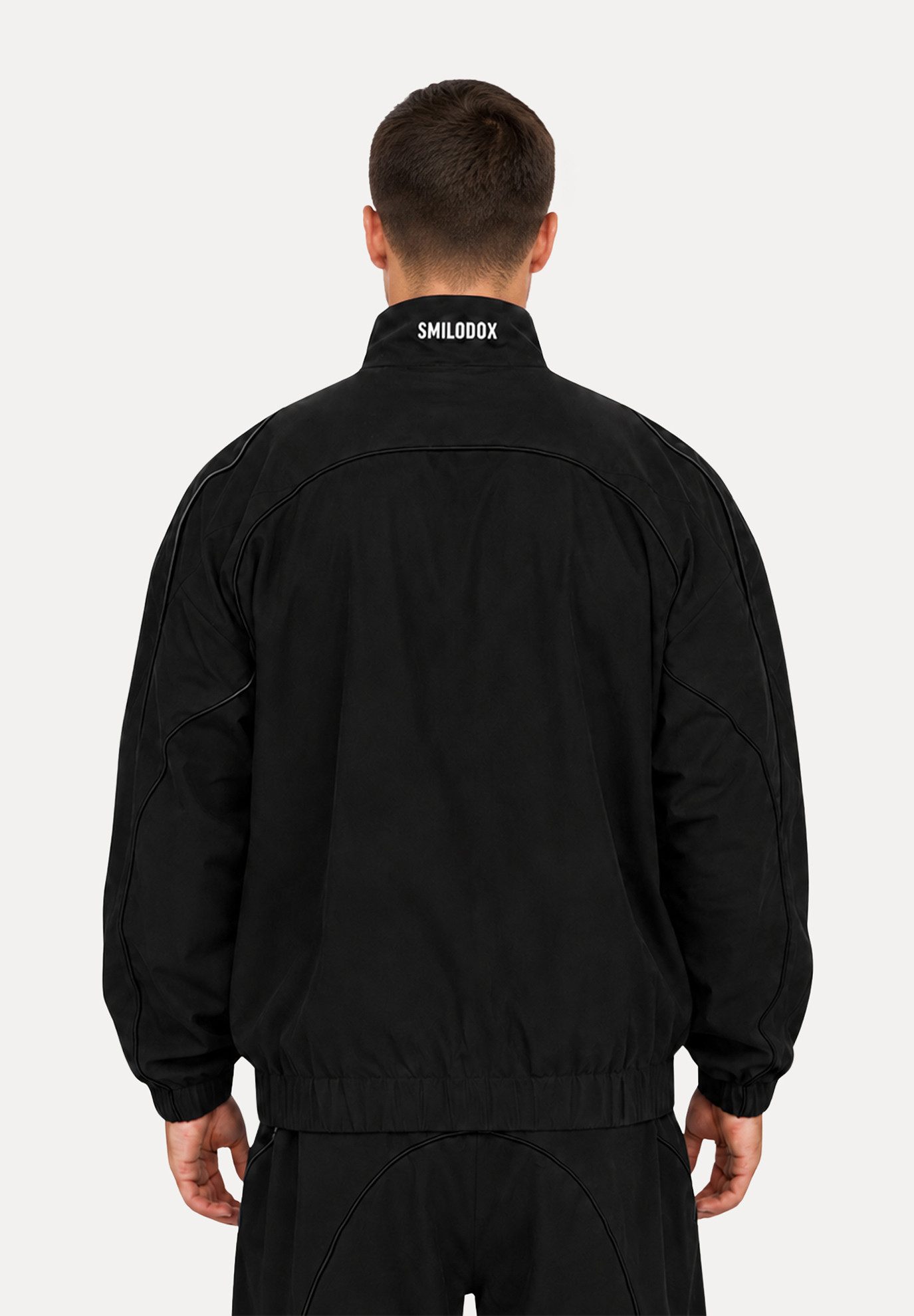 Smilodox Outdoorjacke Kyson, Trainingsjacke Herren, Oversize Sportjacke, Trackjacke, Gym Baggy, Kontrastpaspeln, Stehkragen, Zip, Taschen