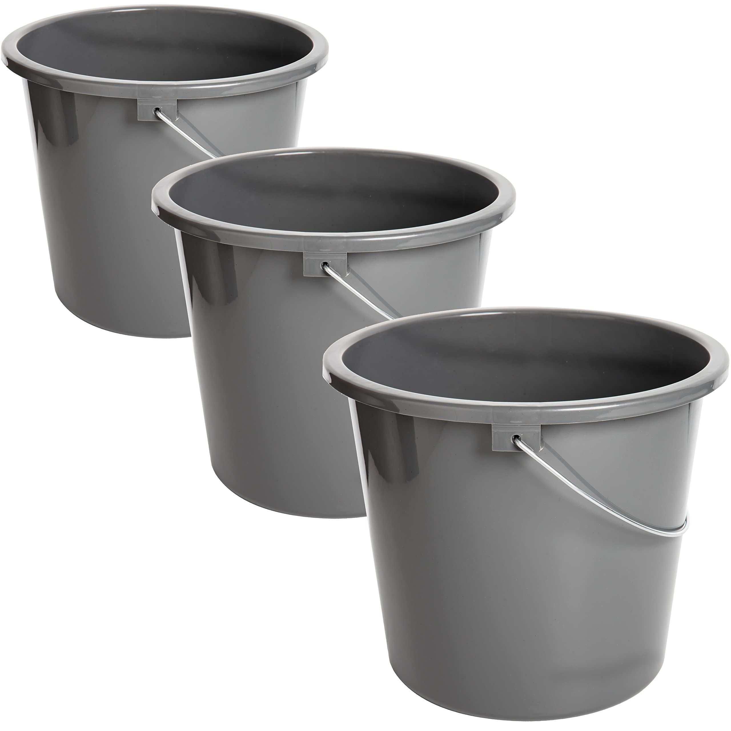 Centi Ведро для очистки Haushaltseimer 10l mit Metallgriff, 3er-Set, grau, (3er-Set)