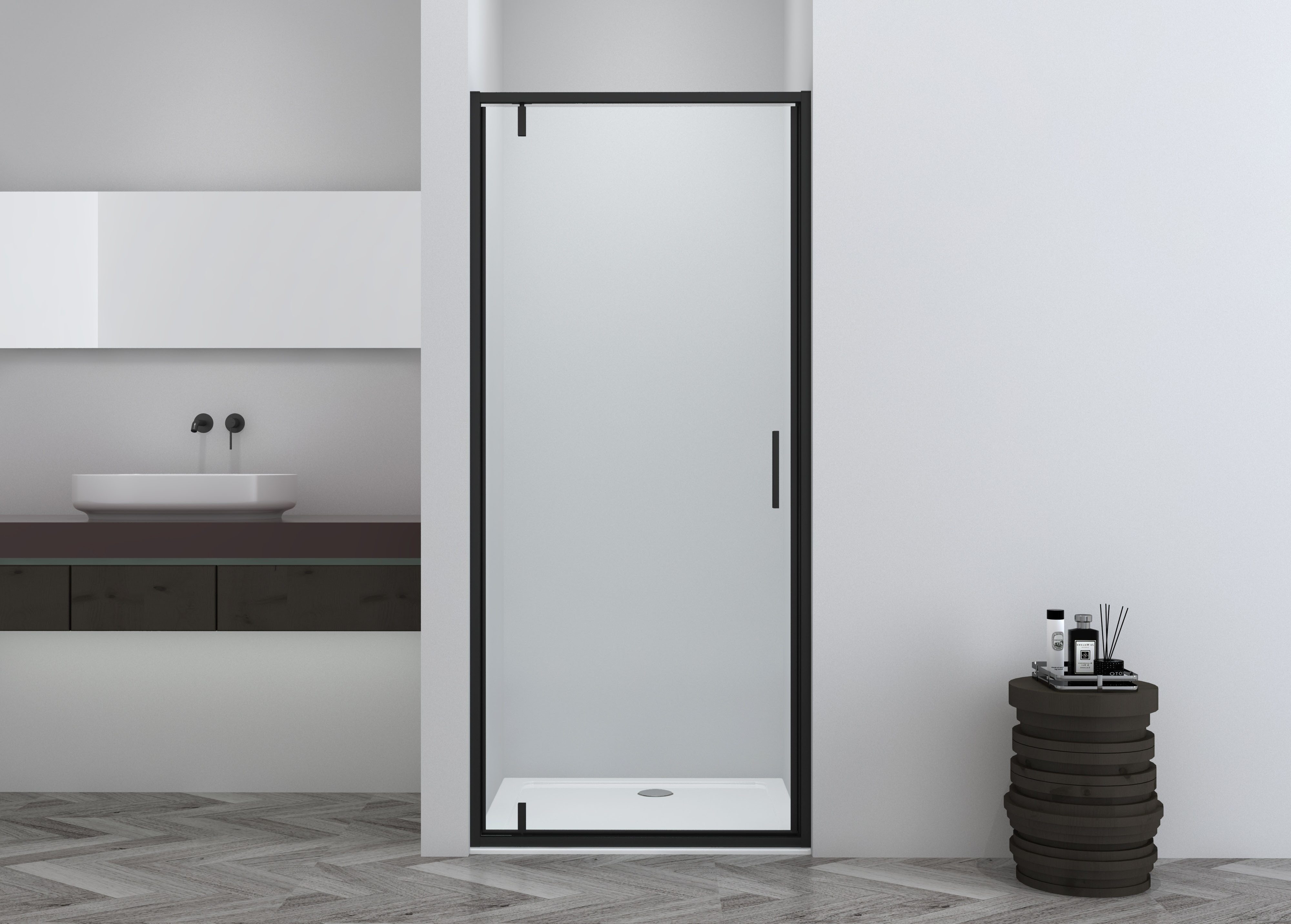 Sanotechnik Dusch-Schwingtür Sanotechnik SlimLine Schwenktür schwarz, 90x200 cm, Einscheibensicherheitsglas, Easy Clean Beschichtung