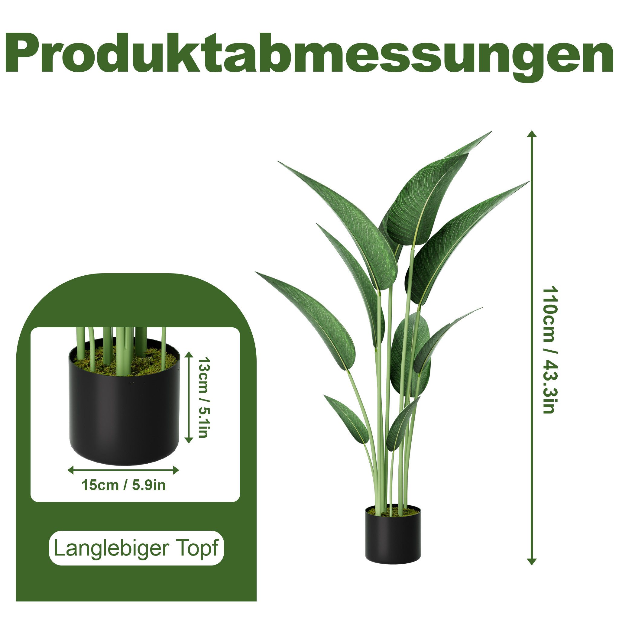 Kunstbaum Kunstpflanze Ficusbaum 110/140 cm Künstliche Pflanzen, FIVMEN, Hö günstig online kaufen