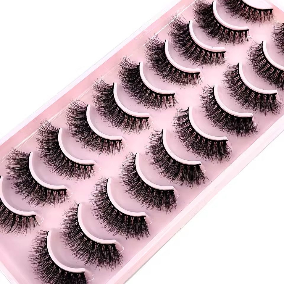 Montegoni Bandwimpern 10 Paar Wimpern Falsche, 10 tlg., natürlich 3D künstliche Wimpern Set,Kunsthaar