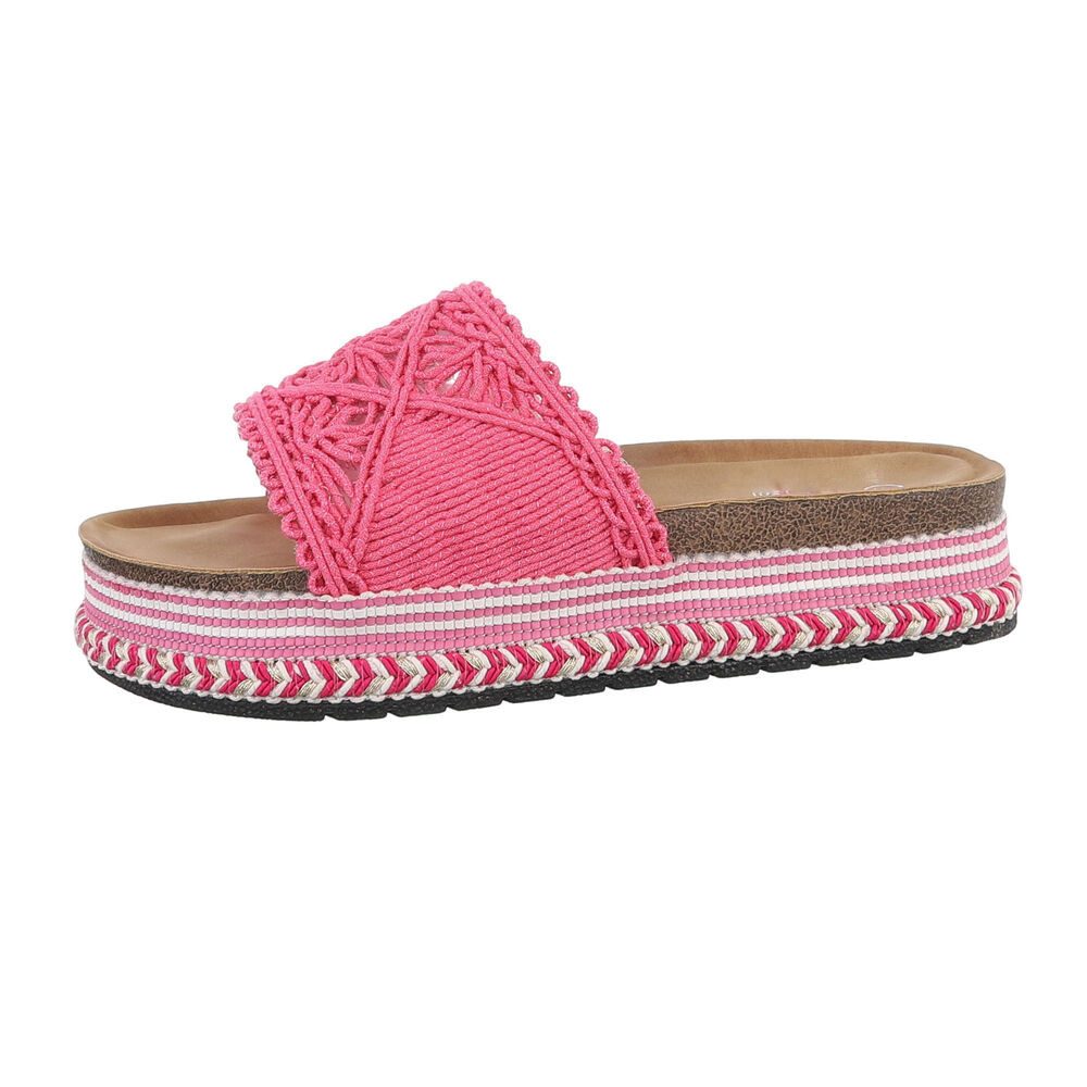 Ital-Design Damen Mules Freizeit Plateausandaletten (85960469) Flach Pantoletten in Pink