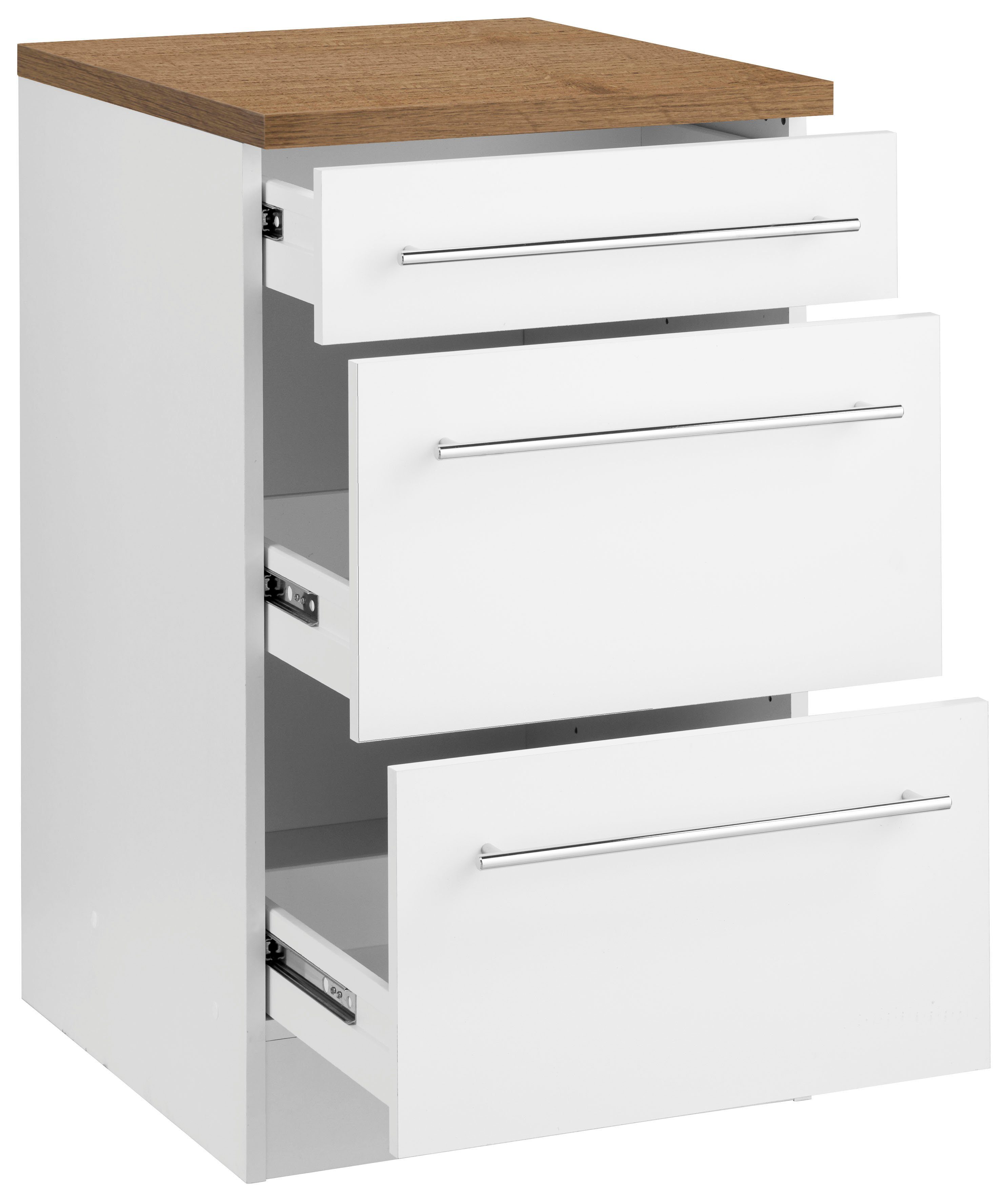 KOCHSTATION Unterschrank KS-Samos 50 cm breit, mit 2 großen Auszügen – Bild 3 von 5