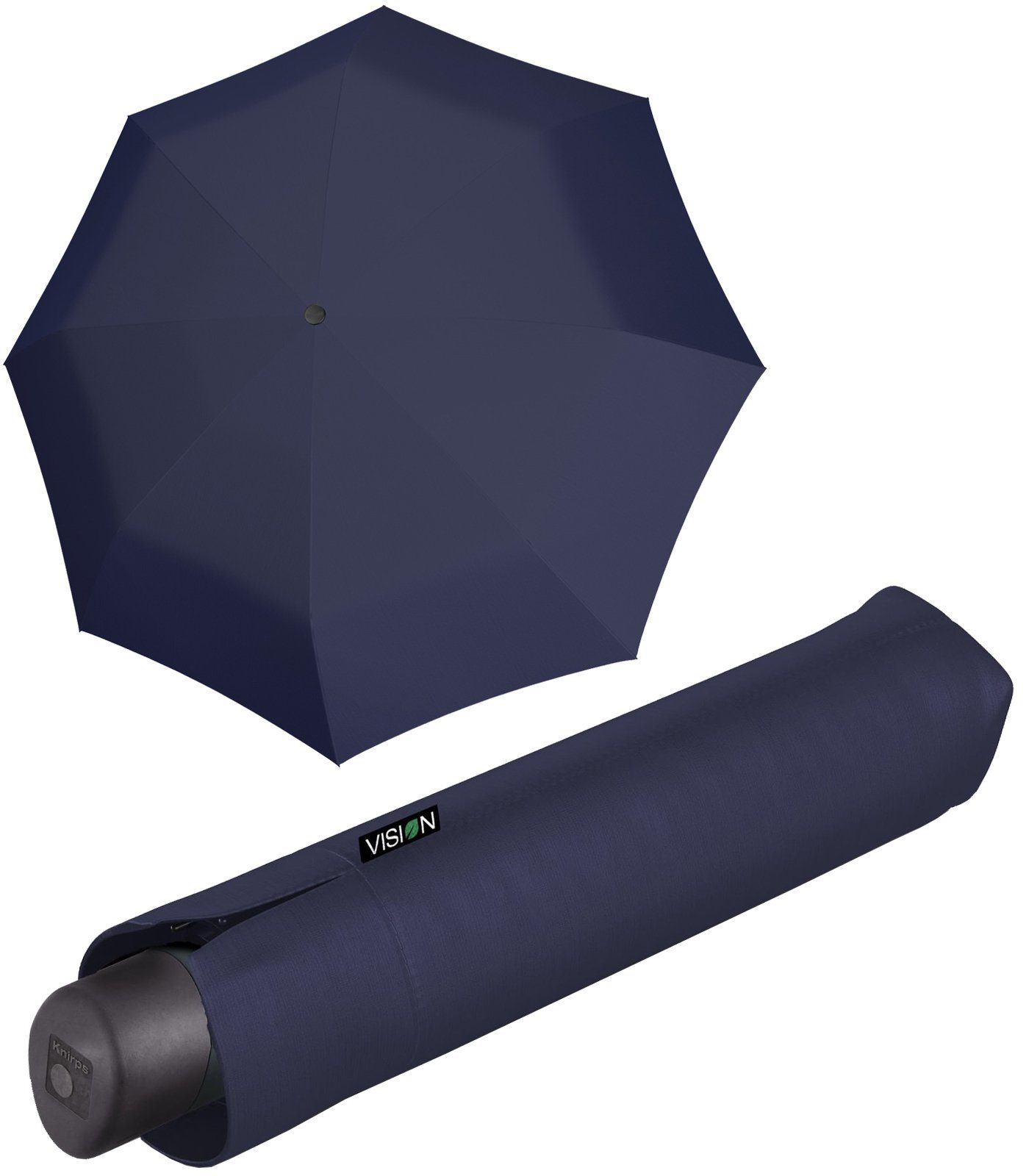 Damen-Regenschirm, Taschenregenschirm beschichtet PFC-frei Manual recyceltes Vision - water nachhaltiger PET, Knirps® blau -