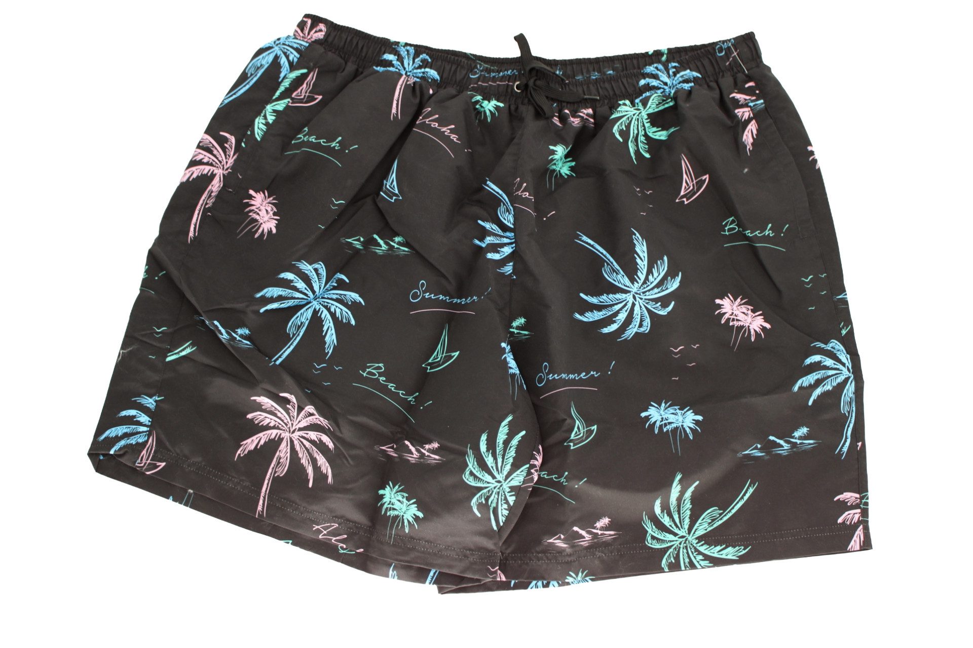 ABRAXAS Badehose Abraxas Herren Badeshorts Schwarz mit Beach-Print ? Stylische Badehose