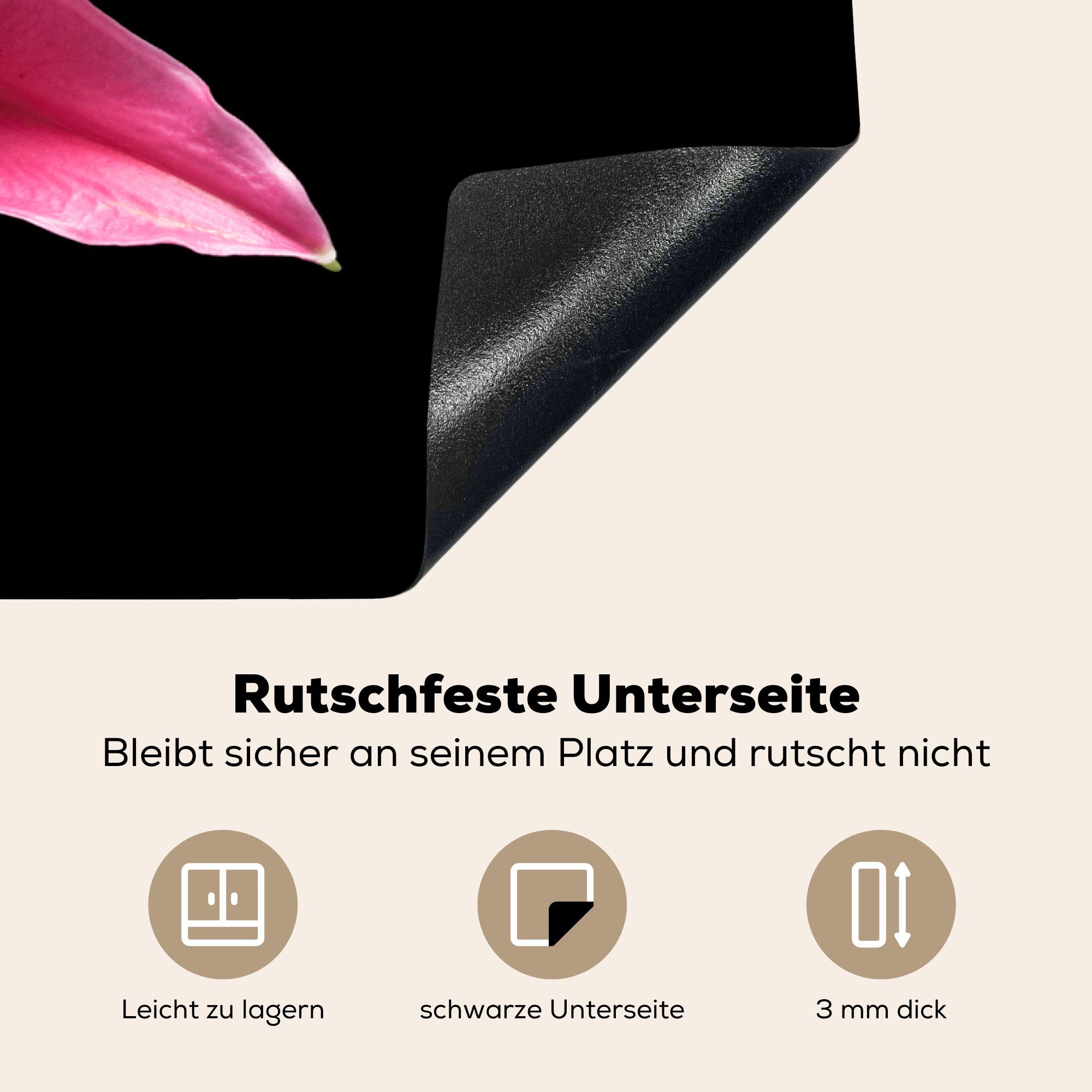 MuchoWow Herdblende-/Abdeckplatte Blumen - Lilie tlg), die Induktionskochfeld Ceranfeldabdeckung für Schutz Rosa, - 81x52 küche, Vinyl, cm, (1