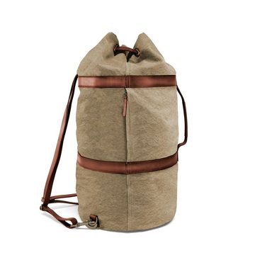 DRAKENSBERG Rucksack Seesack »Robin« (L) Khaki-Beige, große Vintage Reisetasche mit Rucksackfunktion aus Canvas und Leder