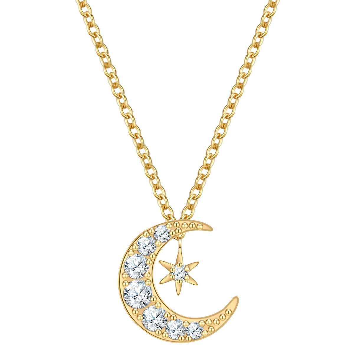 Rafaela Donata Silberkette Mond/Stern gelbgold, mit Zirkonia günstig online kaufen