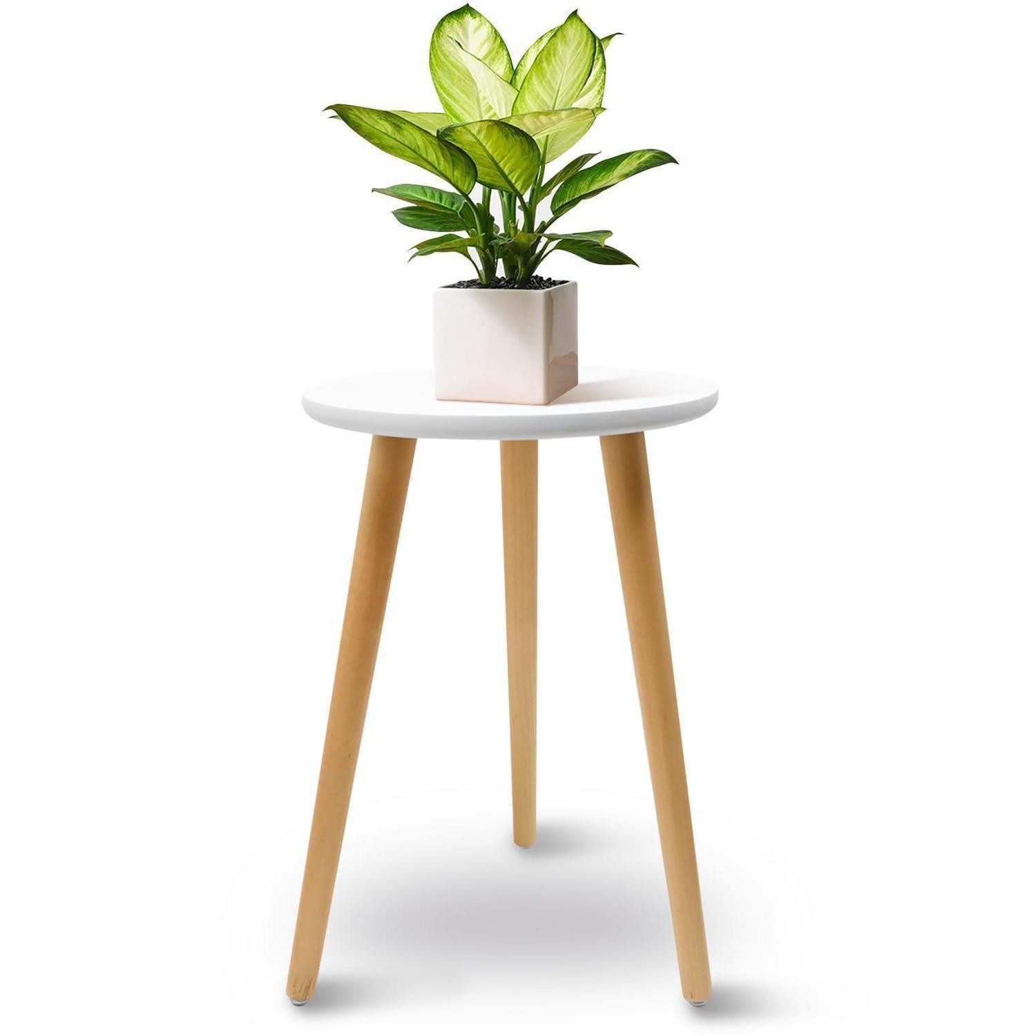 LuxusKollektion Blumenständer Pflanzenständer Holz Weiß Rund 42cm (1 St)
