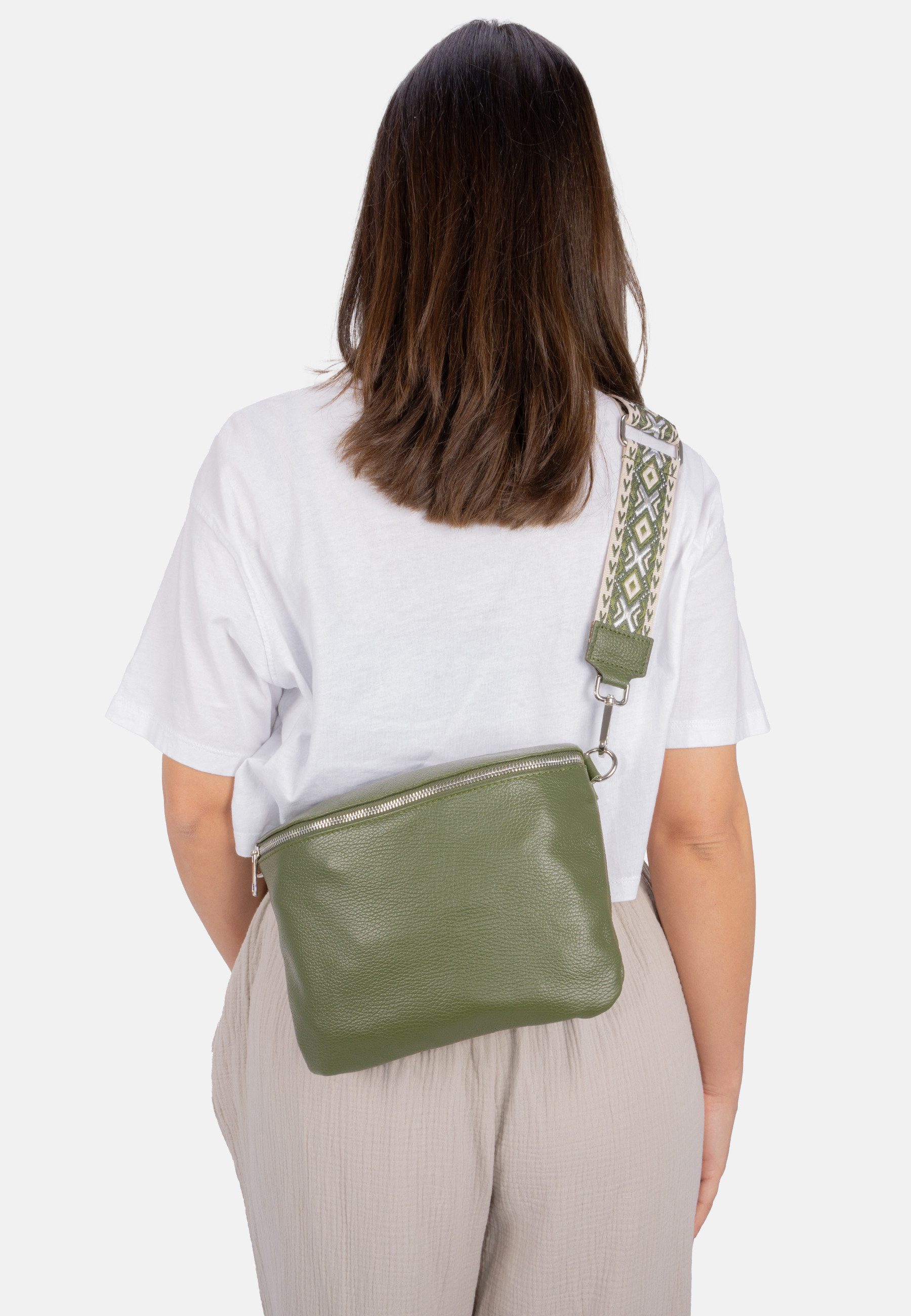 Seasons of April Schultertasche Crossbody Bag Rona, Große Damen Umhängetasche aus 100% Echtleder mit breitem Gurt