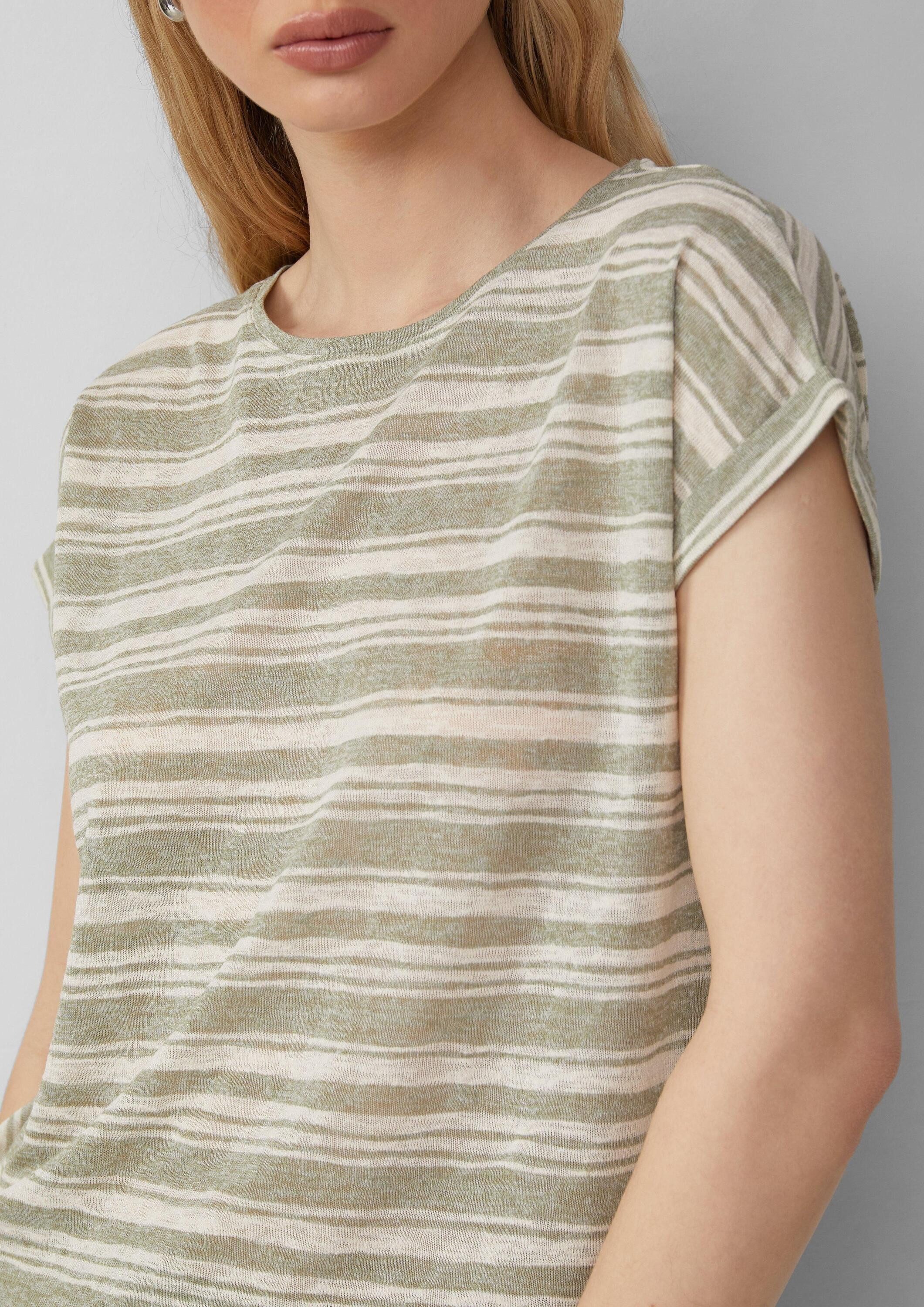 QS Kurzarmshirt T-Shirt Ringelshirt aus Viskosemix